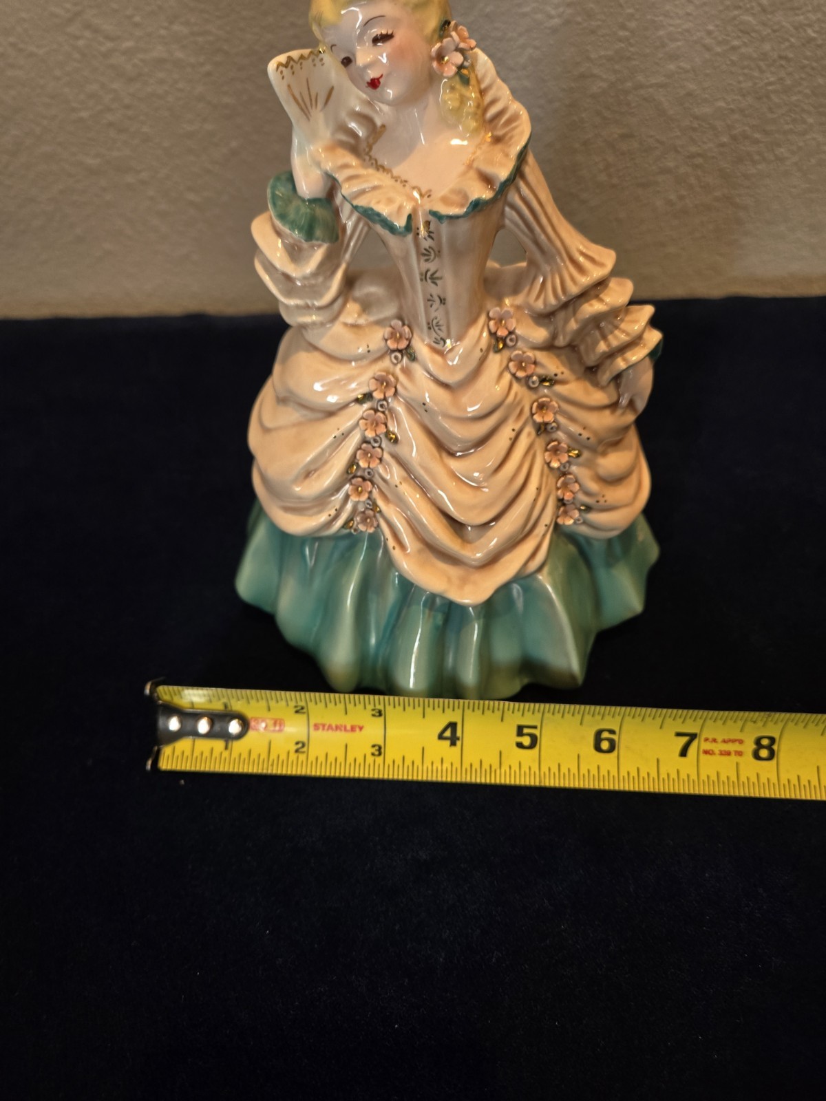 Vintage Original Amelia by Florence Ceramics 8″ tall Blonde Hair Green Dress