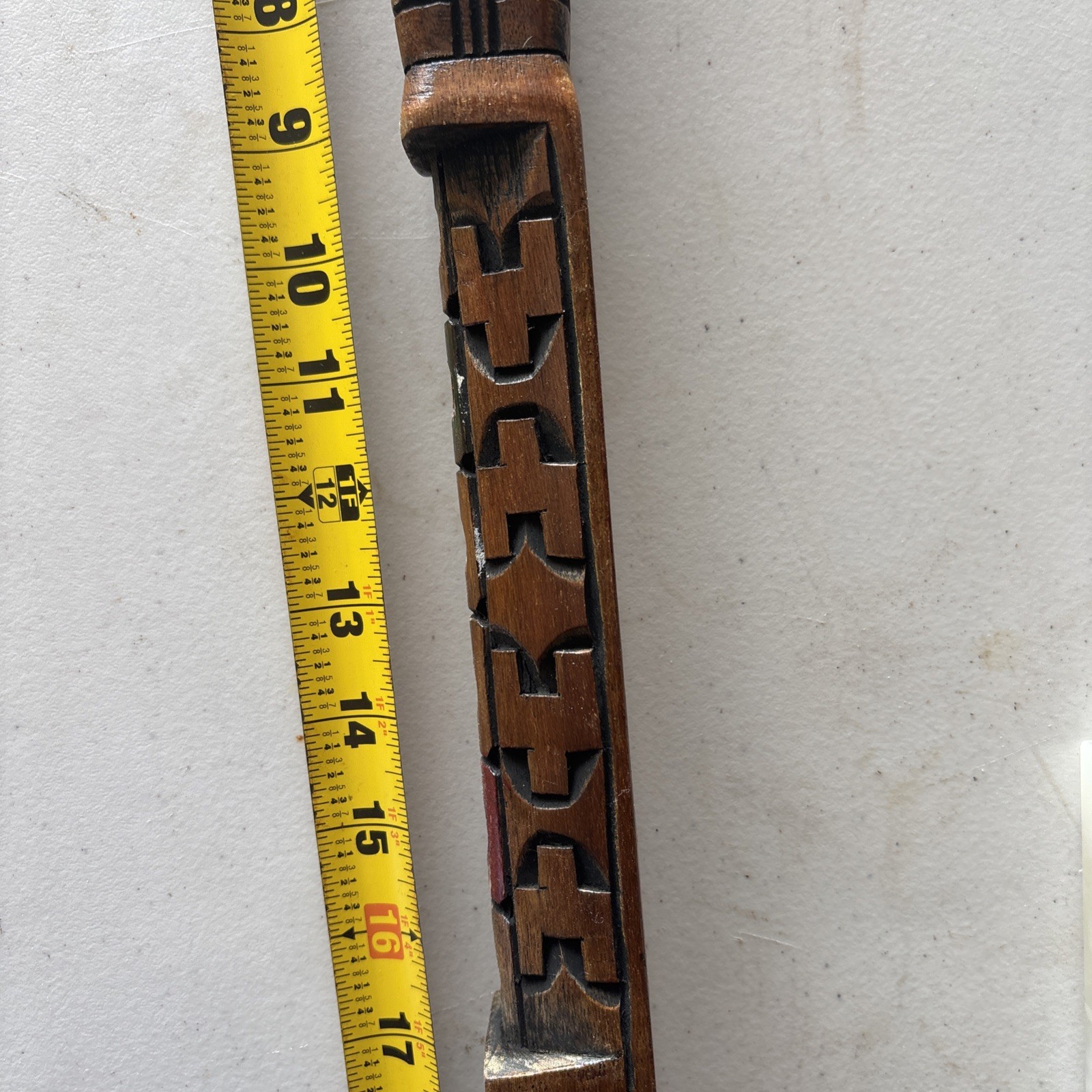 Vintage Wood Carved Tarka Block Functional Flute 20” Peru South America Astec