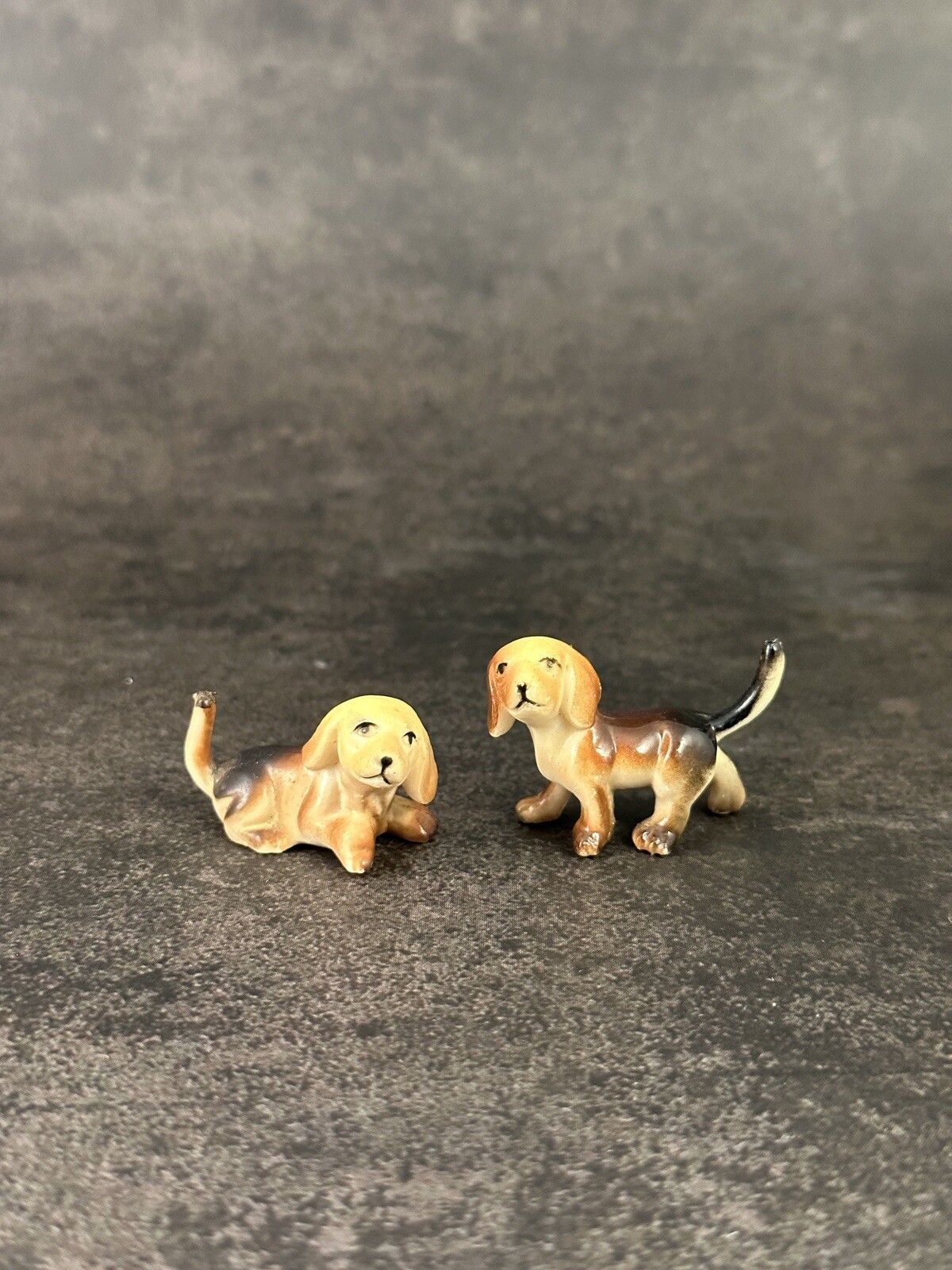 Vintage Miniature Mini Tiny Hard Plastic Dog Figurines Made In Hong Kong