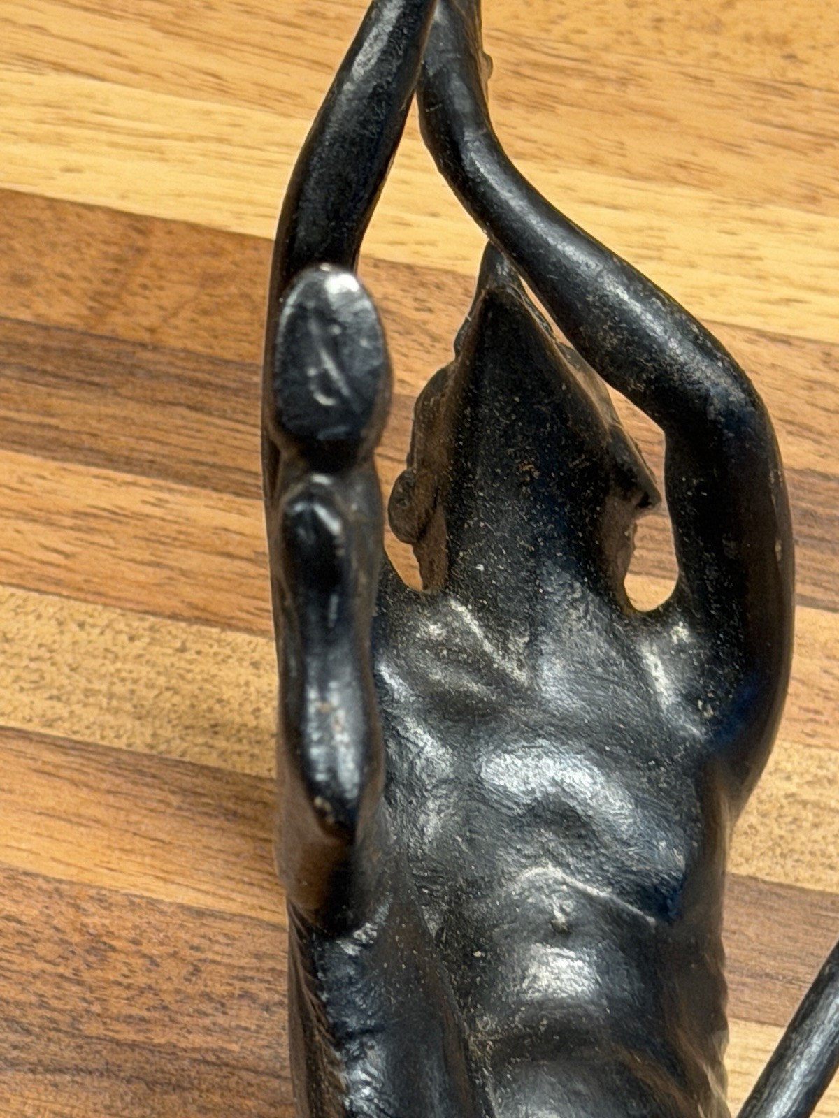 Vintage USSR Cast Iron Fighting The Devil Sculpture Statue Figure Kasli