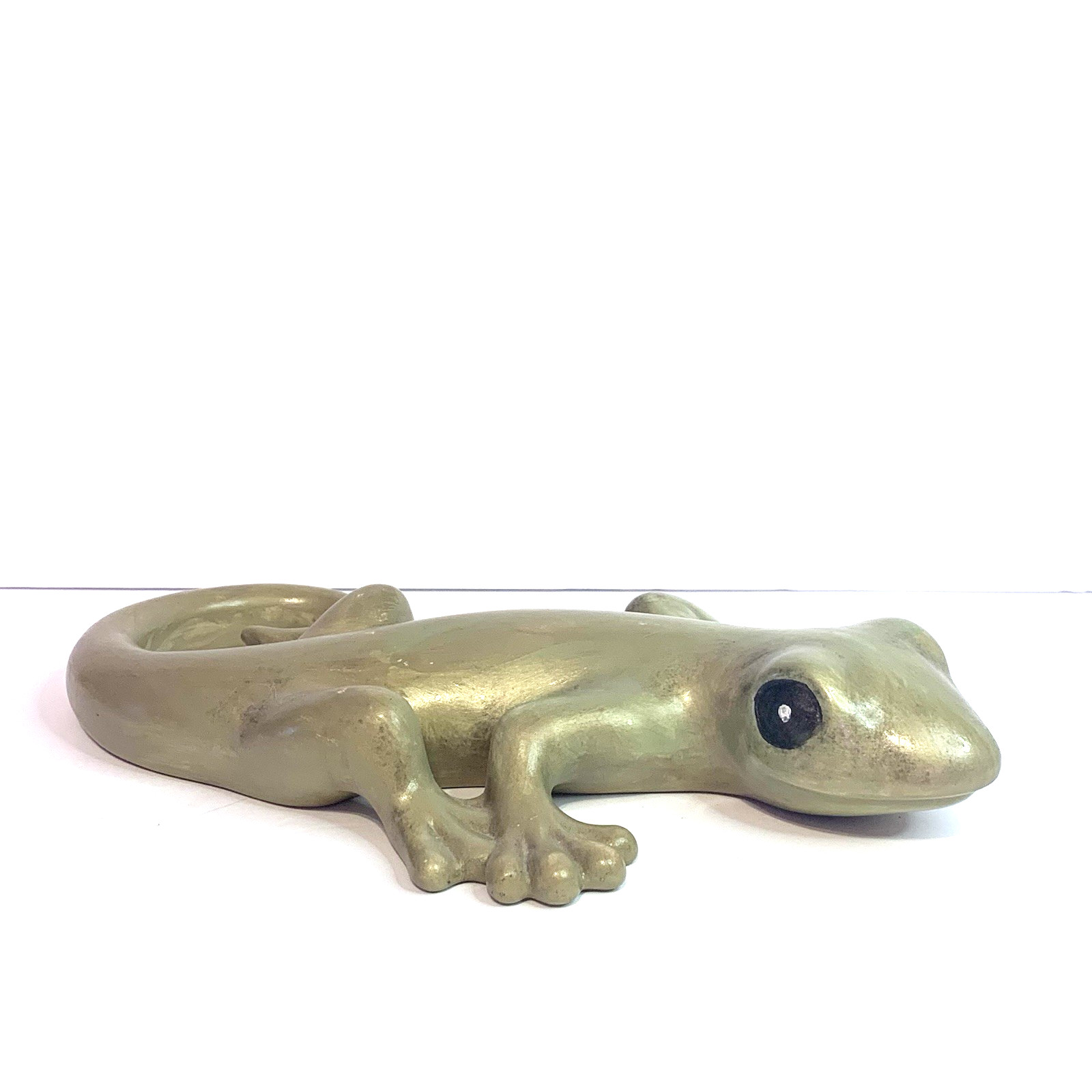 Hand Painted Ceramic Or Porcelain Gecko Figurine Gold Large Home Decor