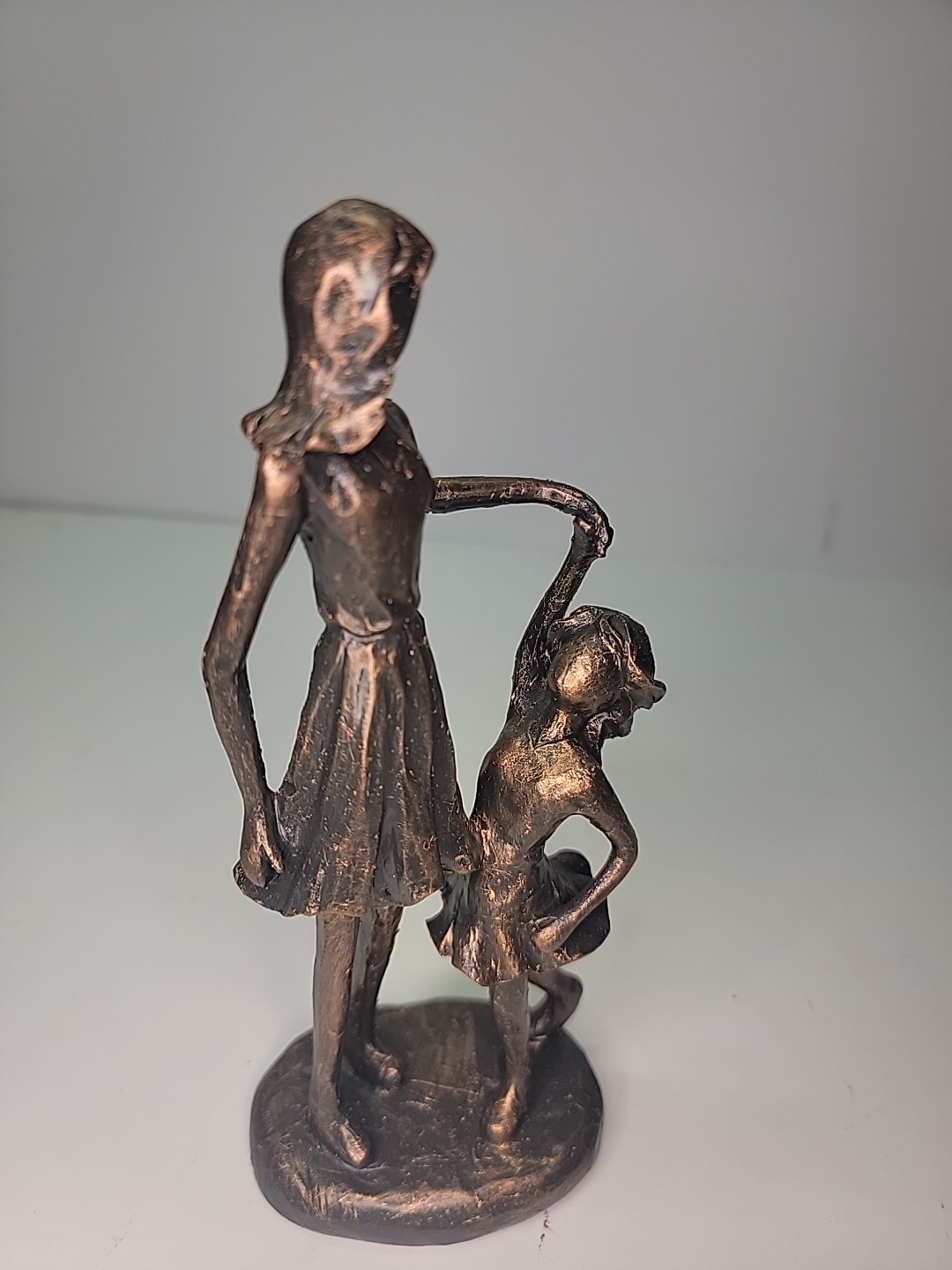 Mother Daughter Dancing Figurine, Polyresin Bronze Tinted Finish. Nice Gift