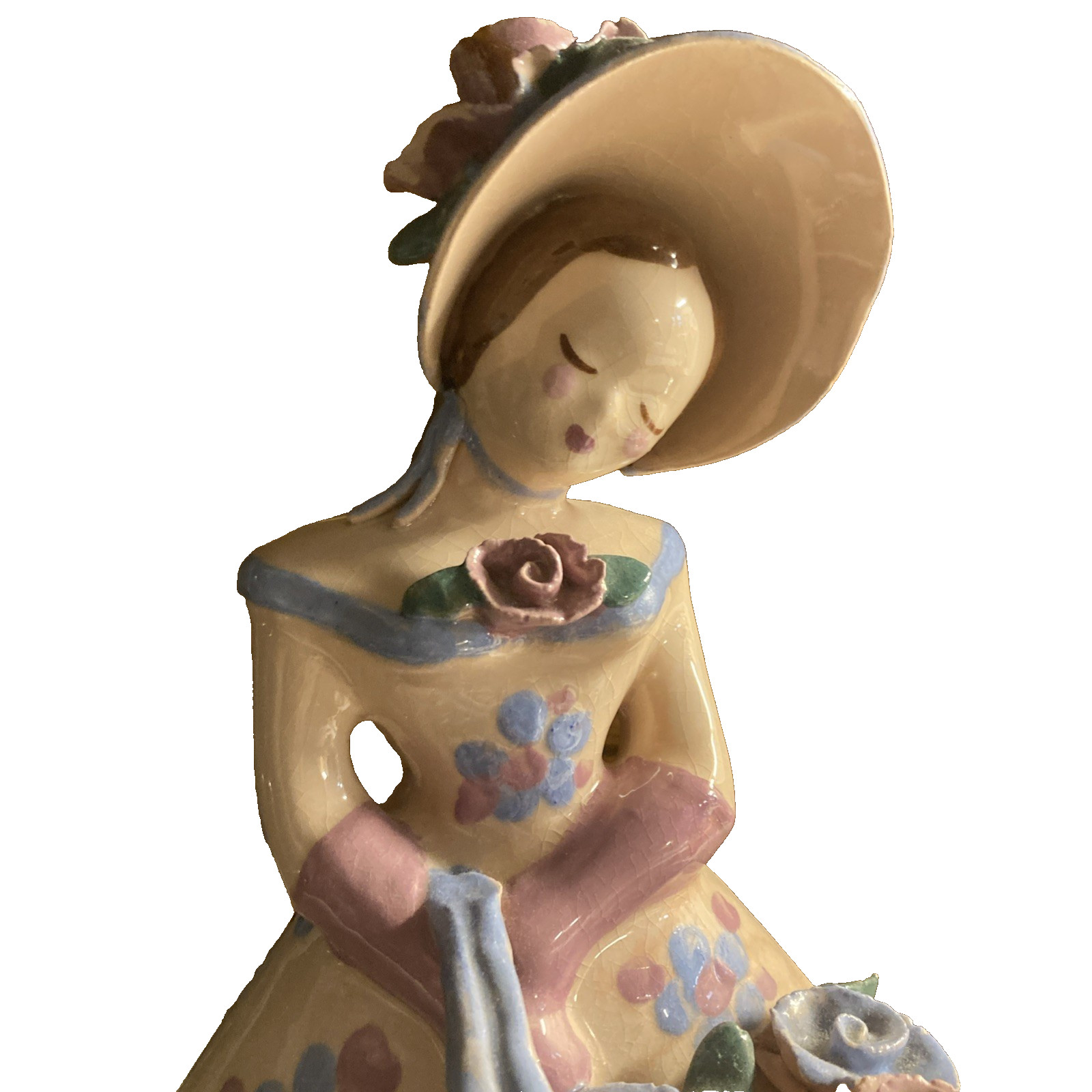 Vintage 1940s-1950s Kaye of Hollywood 10.5” Pretty Girl With Basket Of Flowers