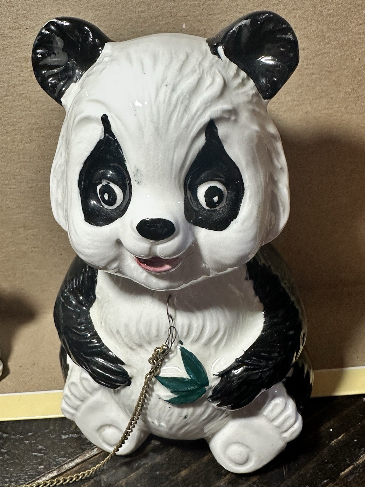 Vintage Mama Panda And Baby Ceramic “Playful Panda” With Bamboo Marking JAPAN