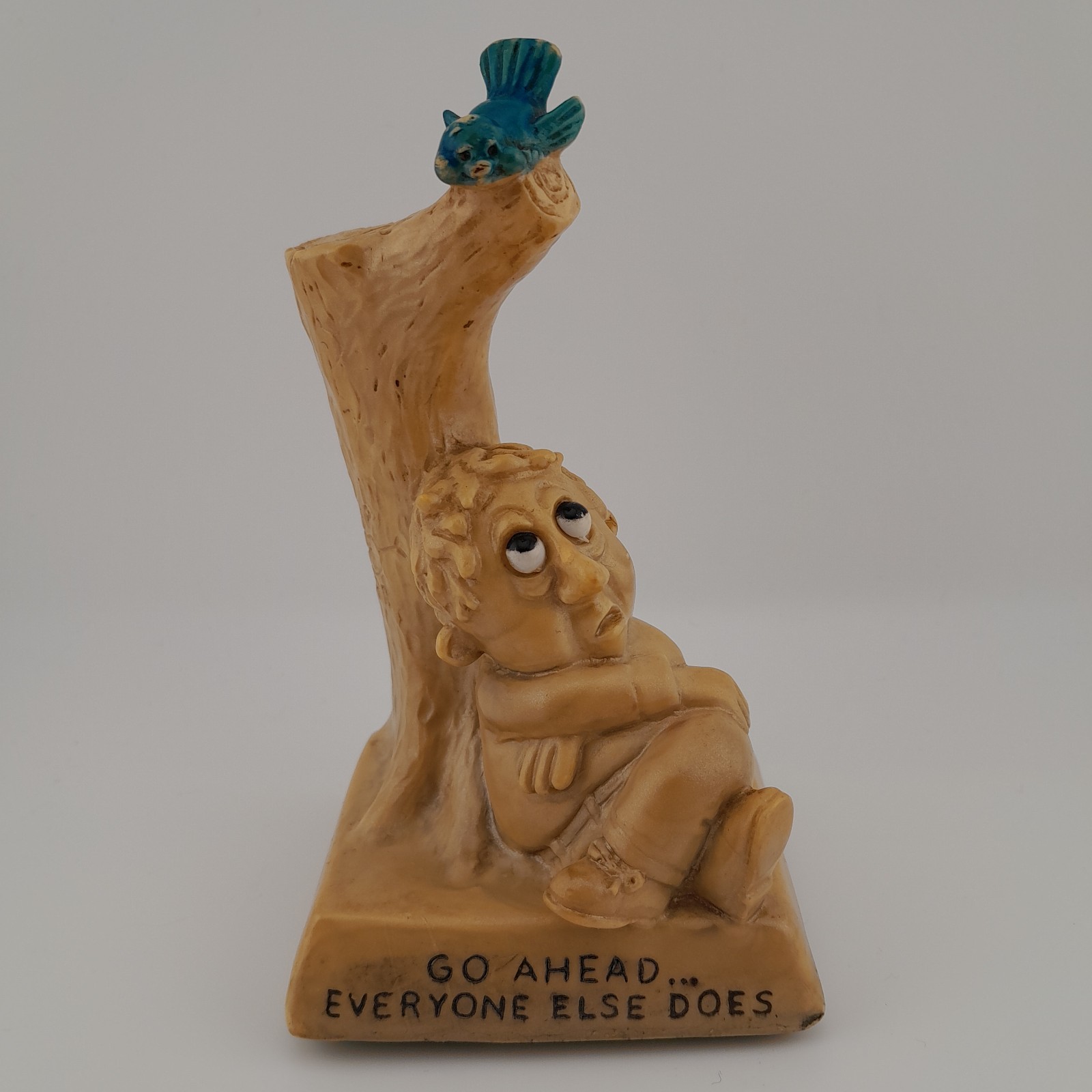 Vintage Russ Berrie Sillisculpt Go Ahead Everyone Else Does Figurine Bluebird