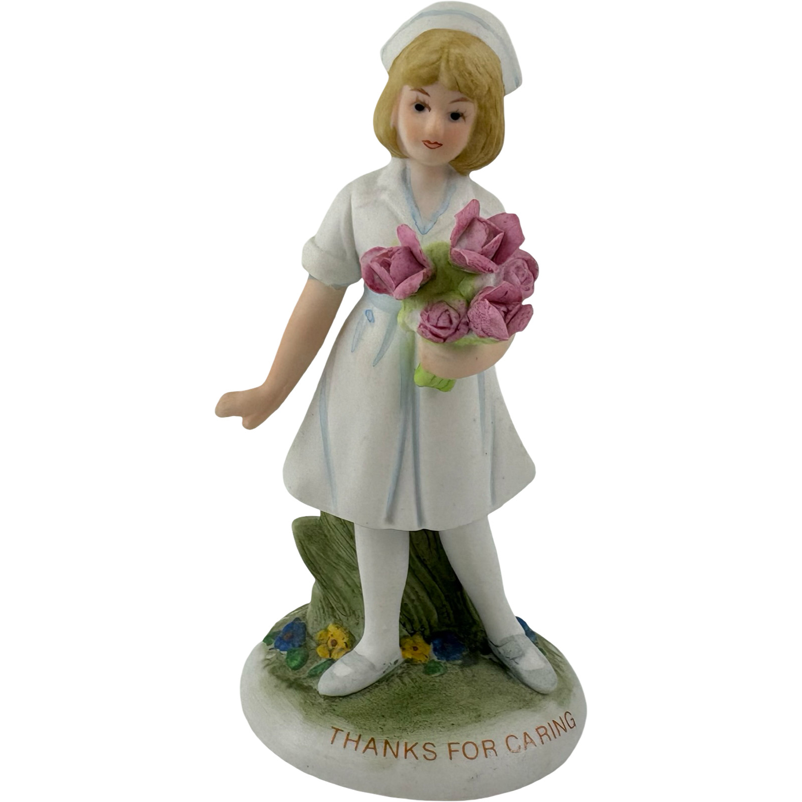 George Good Nurse Figurine 5” Nurse Carrying Flowers Vintage 1990’s Korea