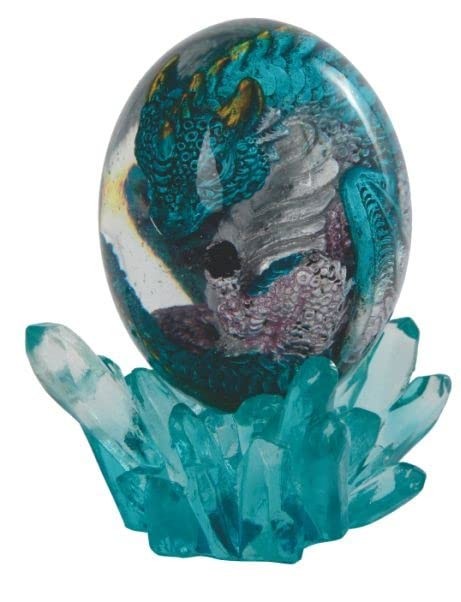 Ain’t It Nice Lava Dragon Egg Statue Blue Dragon Figurine Silver Chest Transp…