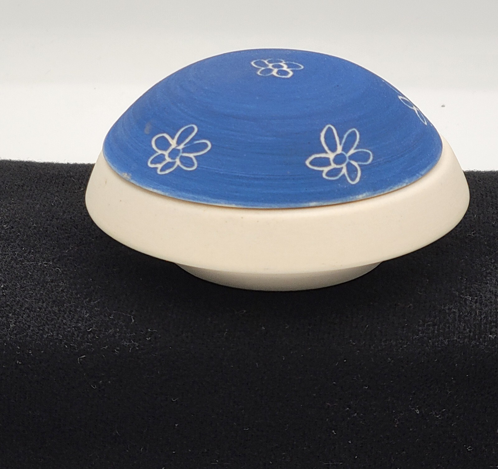 Vintage Blue TORTOISE TURTLE Porcelain Trinket Dish Stash Box BOHO RETRO