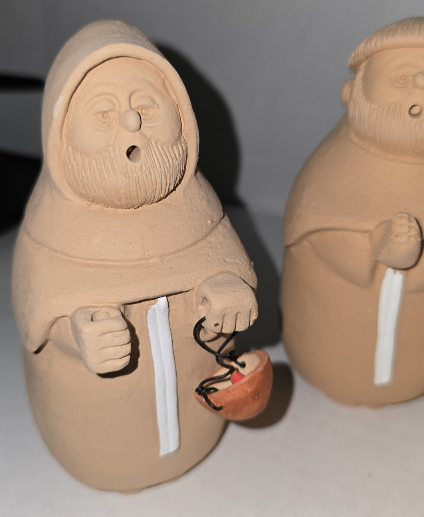 Nun Monks Priest Figurines SERMAR Chile Clay Folk Art Christmas Signed Set of 5