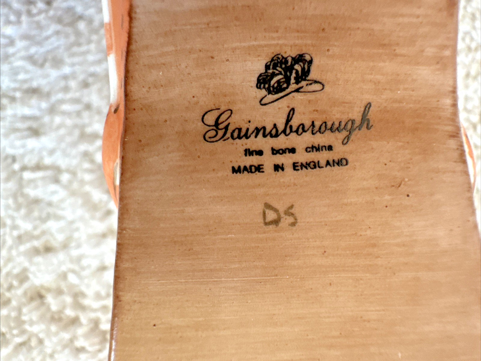 Gainsborough Fine Bone China Shoe Orange & White Stripe Wendy Lankester Design