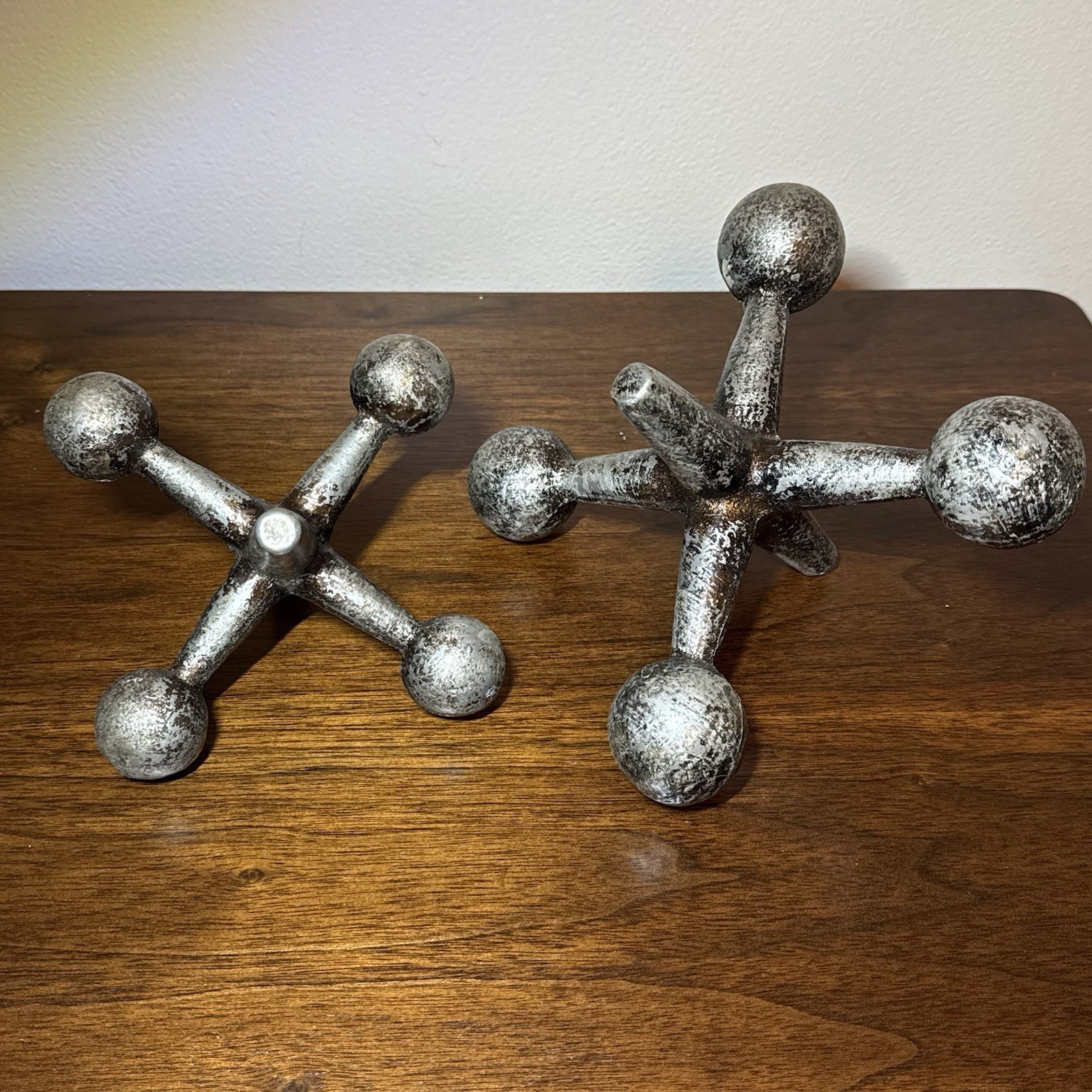 Pair of Decorative Metal Jack Sculptures/Paperweights – 7 Inch & 9 Inch