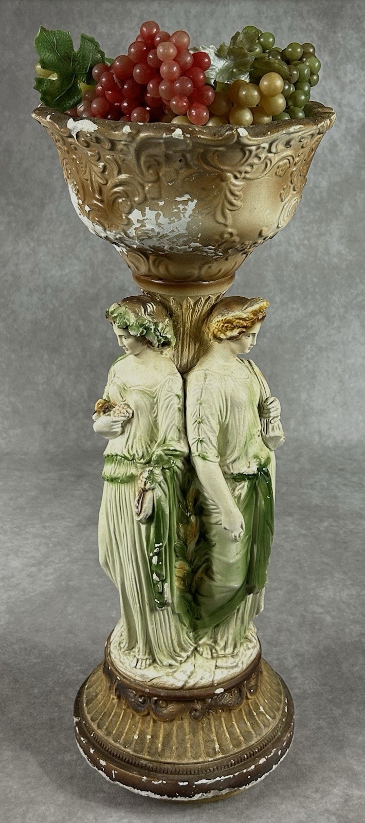 Vtg 1960s Marwal Three Graces Goddess Chalkware Planter Rare Colored Airbrush