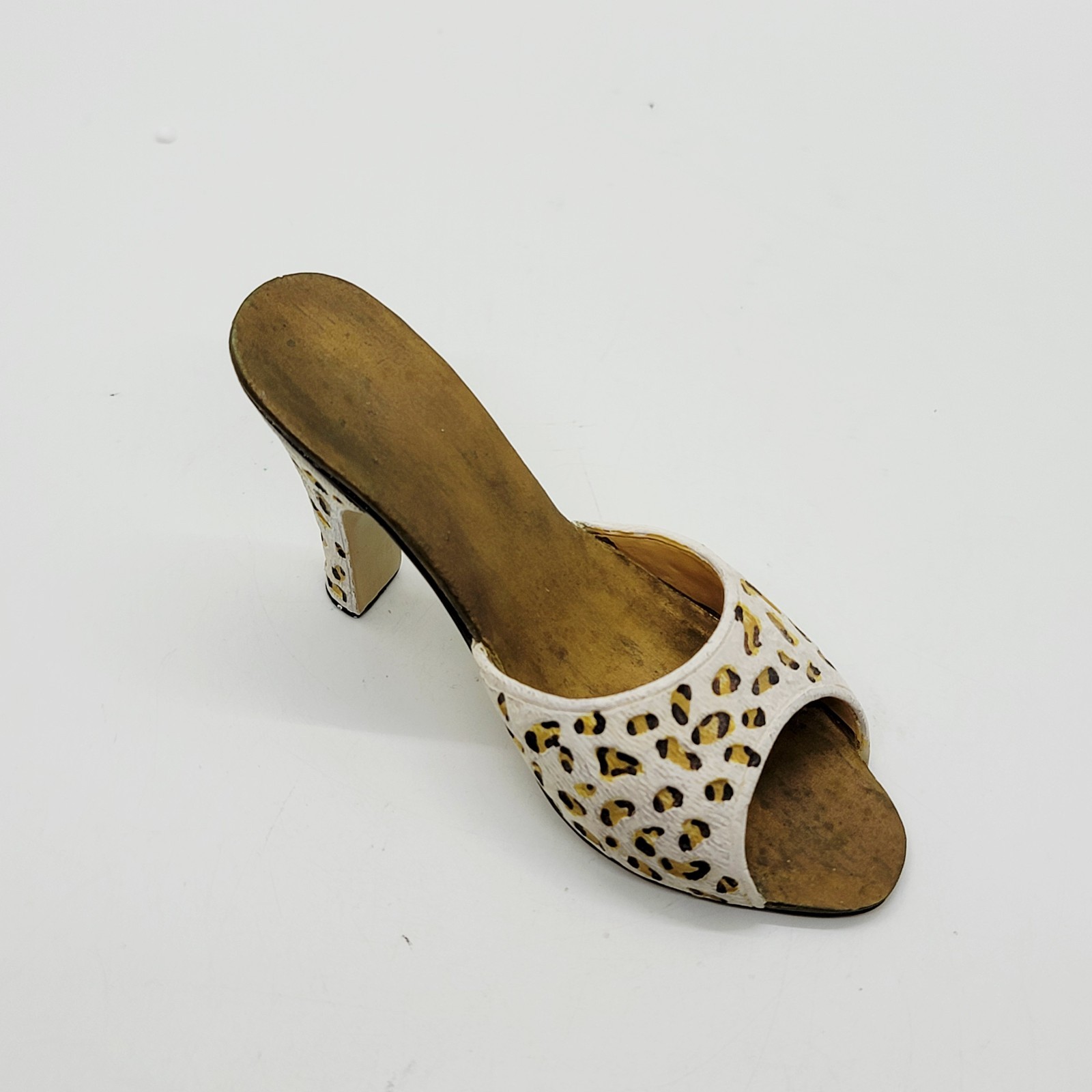 Miniature Resin Animal Print Shoe Figurine – High Heel Slip On