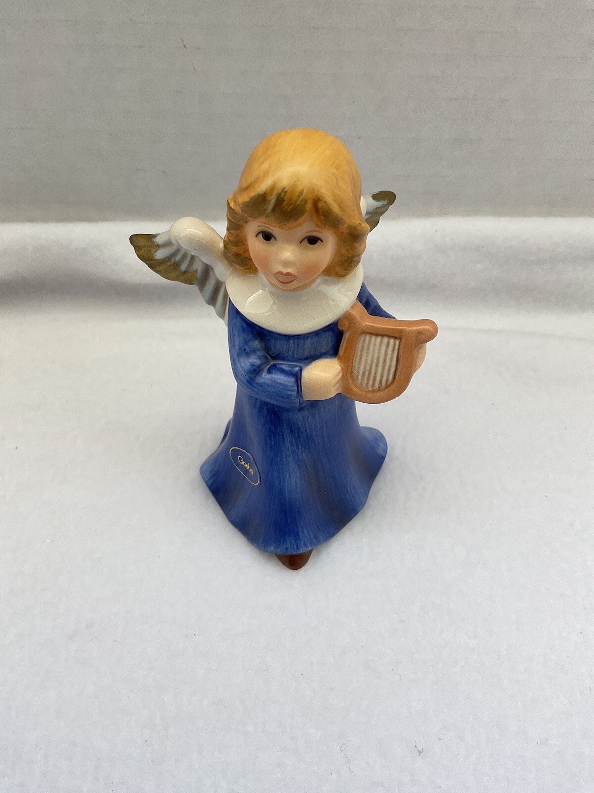 Vintage Goebel Weihnacht Blue Angel With Harp Blue 41-004-25-0 10cm/4” EAN
