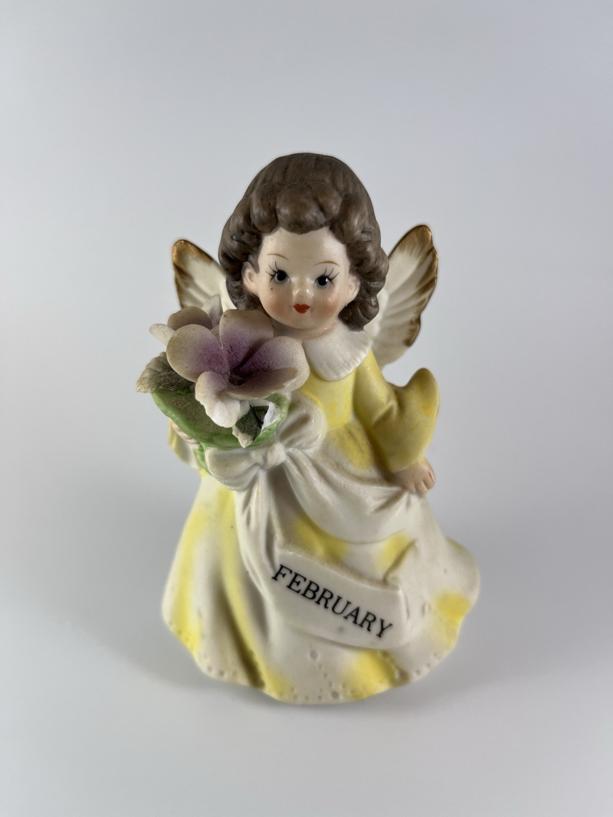 Vtg Norleans 4” February Girl Angel Figurine