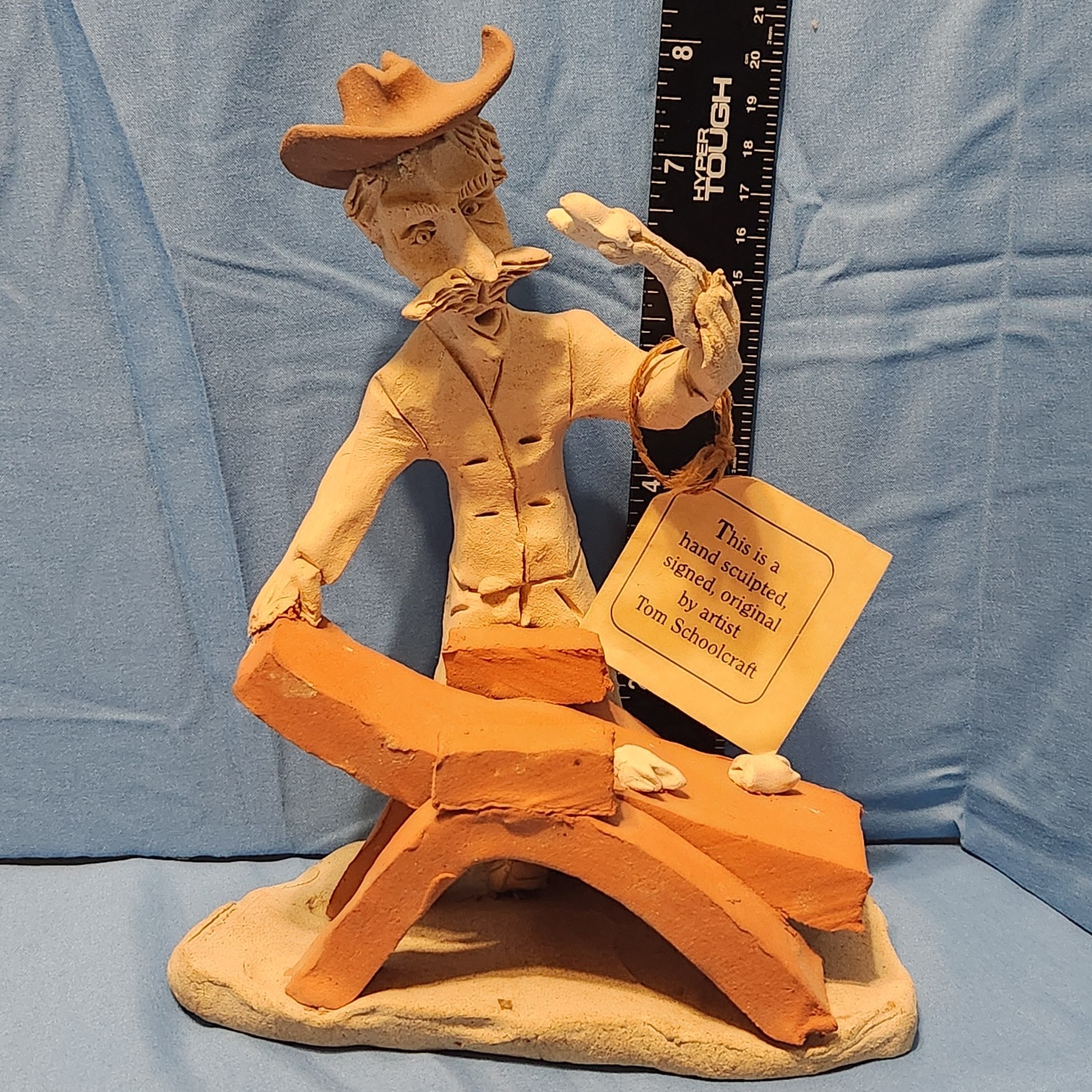 Vintage Tom Schoolcraft Clay Sculpture Cowboy Dentist Figurine