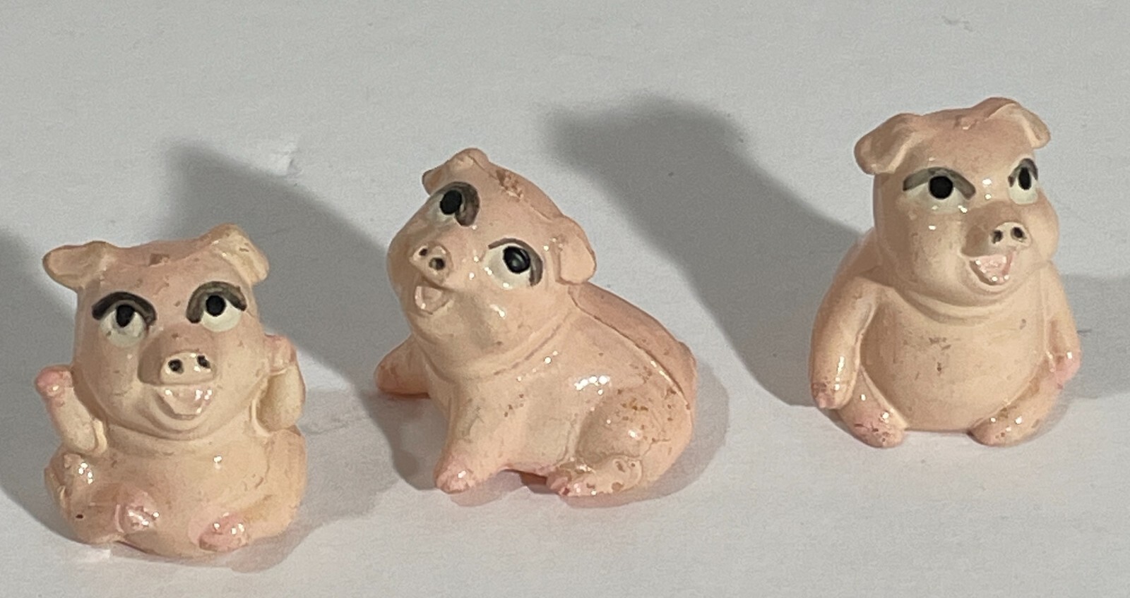 Vintage Miniature Pink Pig Figurines Lot of 3 Ceramic Farm Animals