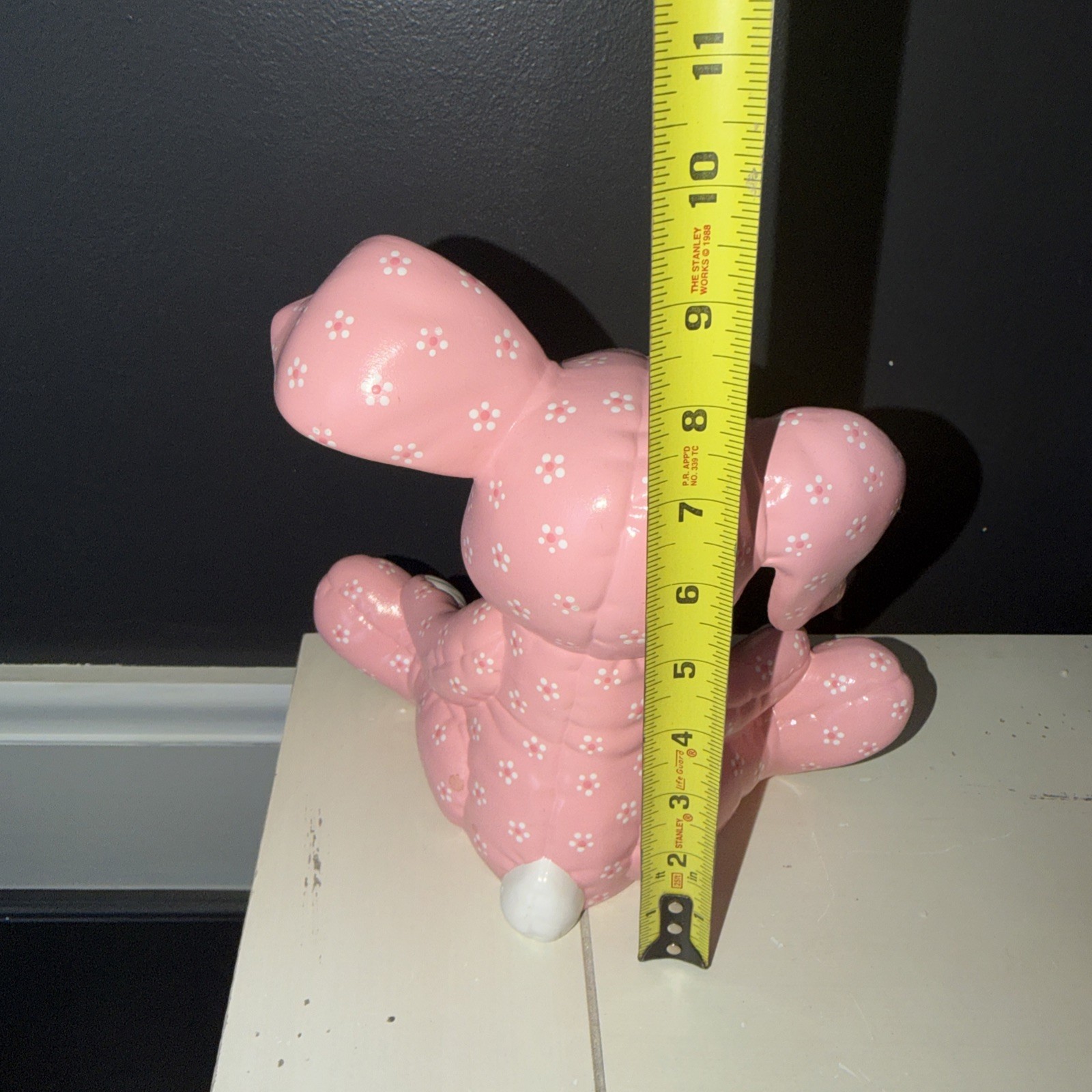 Kimple Mold Ceramic Pink Quilted Handpainted Easter Bunny 9 Inch VTG 1985