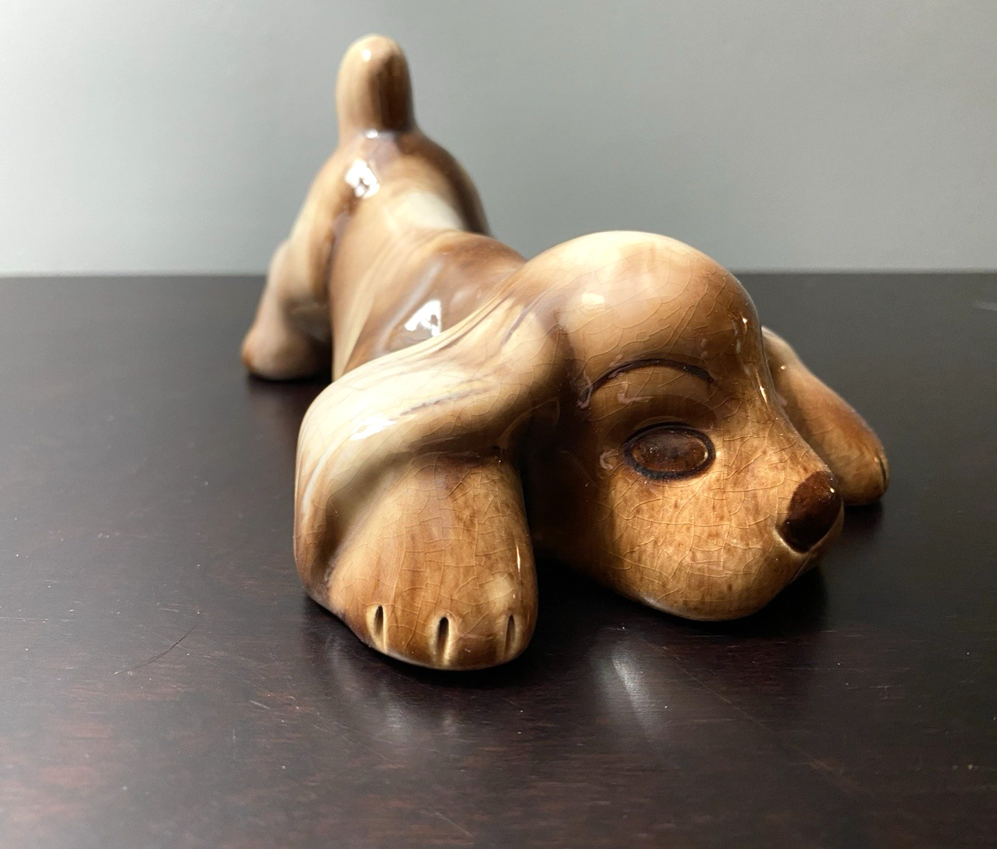 Vintage Lichten Ware Cocker Spaniel Puppy Dog Ceramic Figurine IMPY 1950s