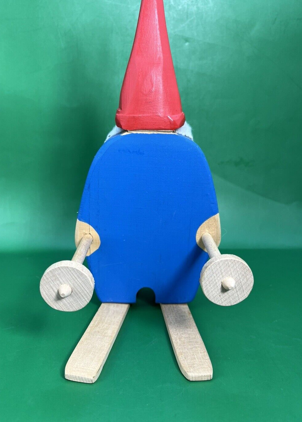 Scandinavian Tomte Gnome Figurine Wooden Christmas Santa Skiing Decor 8.75″