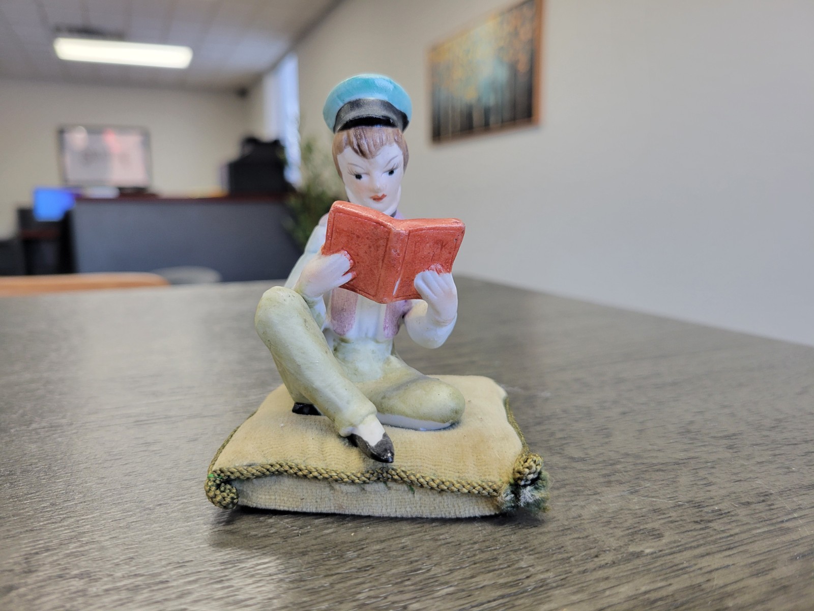 Vintage Lenwile Ardalt Hand-Painted Porcelain Reading Boy w/ Green Hat – Japan