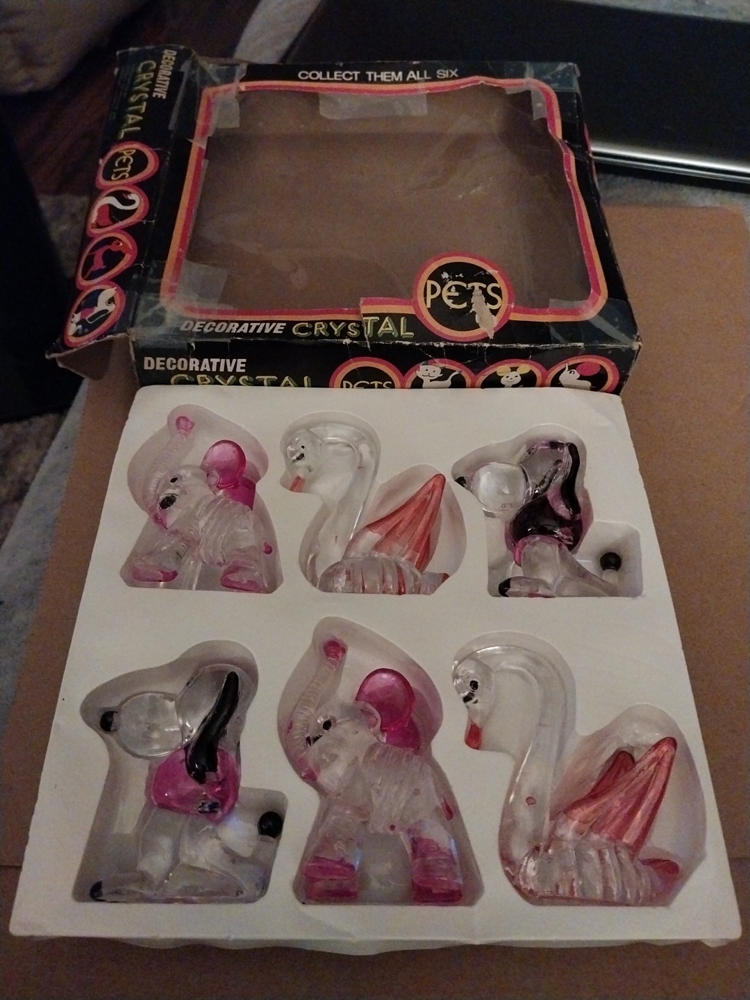 Vintage Small Crystal Pets Decorative Set Of 6 Gift Co
