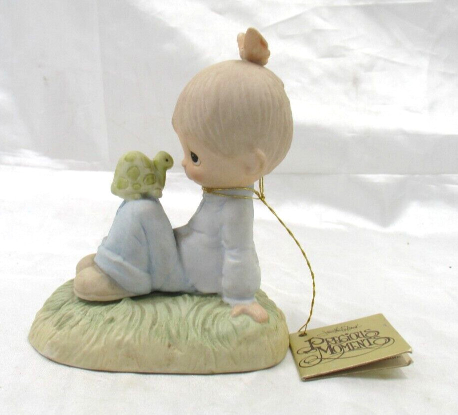 Precious Moments Love Is Kind Boy With Turtle 1977 Tag intact Jonathan & David