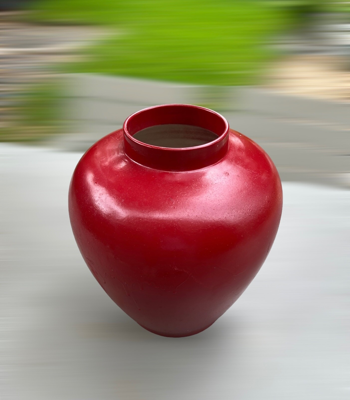 Rare 1970s TOMASSO BARBI Blood Red Ceramic Vessel (15”h) – Made in Italy