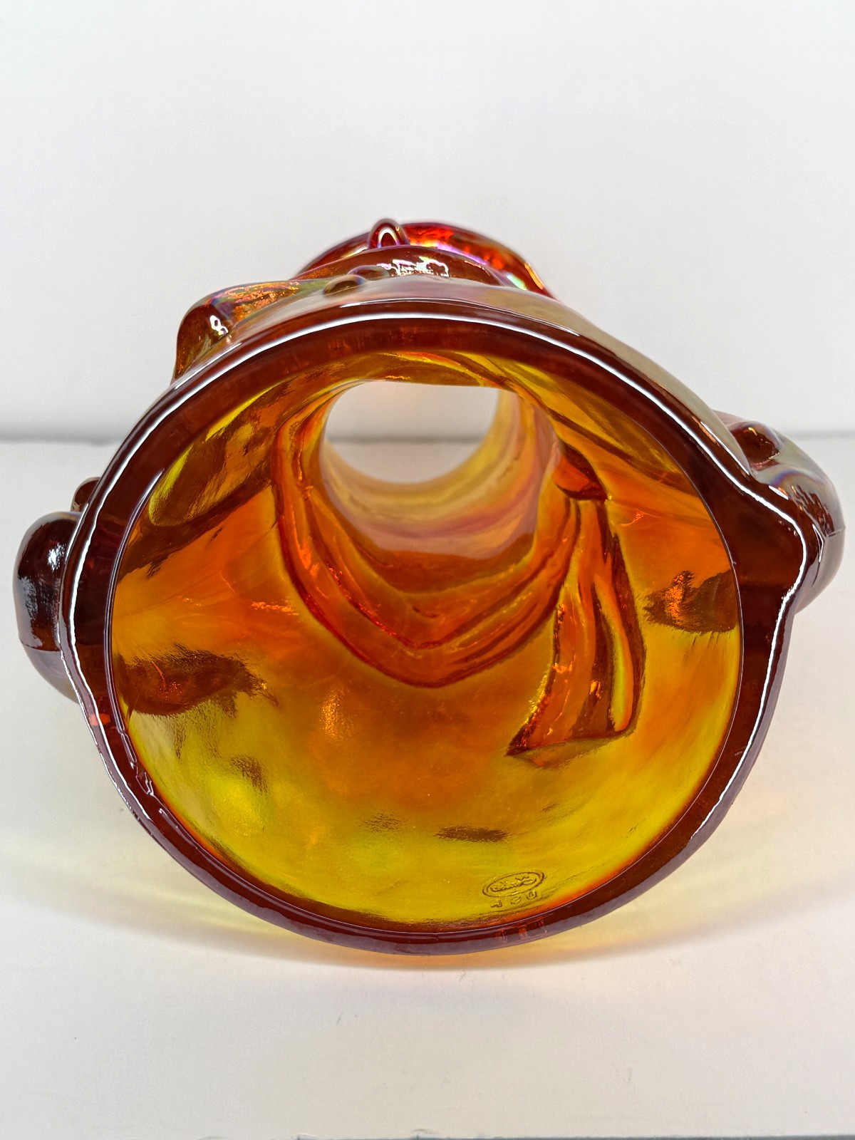 Fenton USA Amber Iridized Glass Snowman Fairy Lamp – Light (Limited)