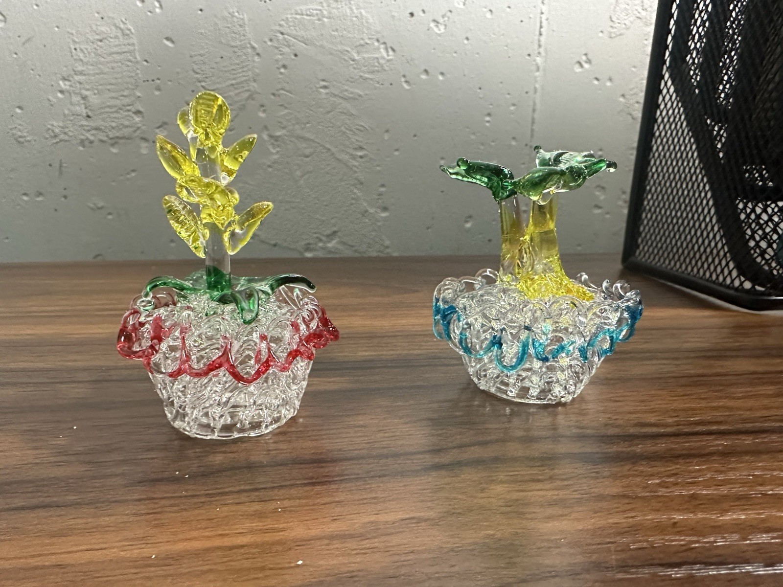 Mini Blown Glass Figurine Plant Set