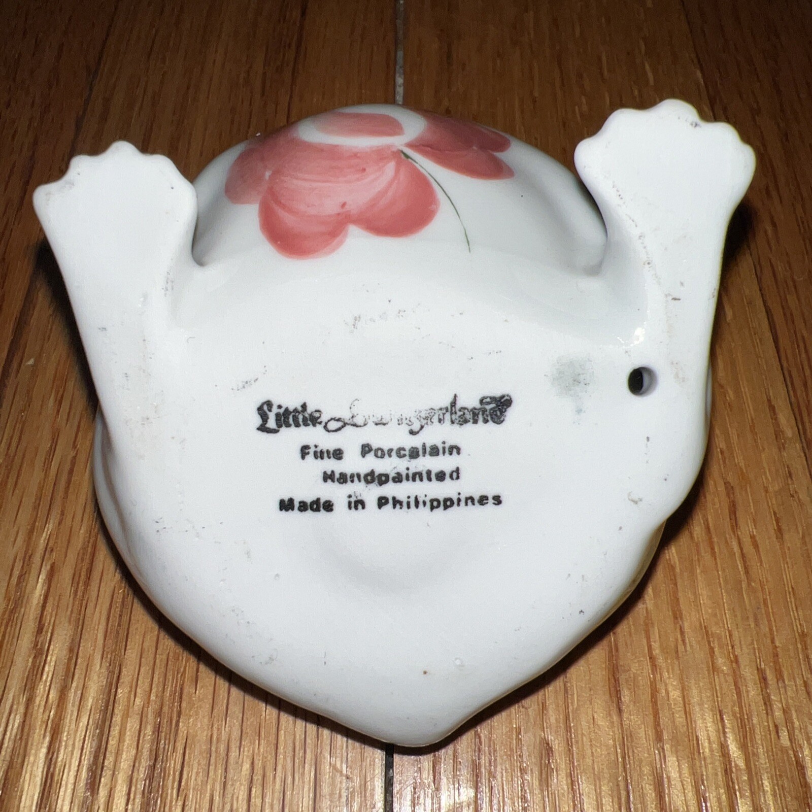 Vintage Little Switzerland hand painted roses Fine Porcelain frog Spring