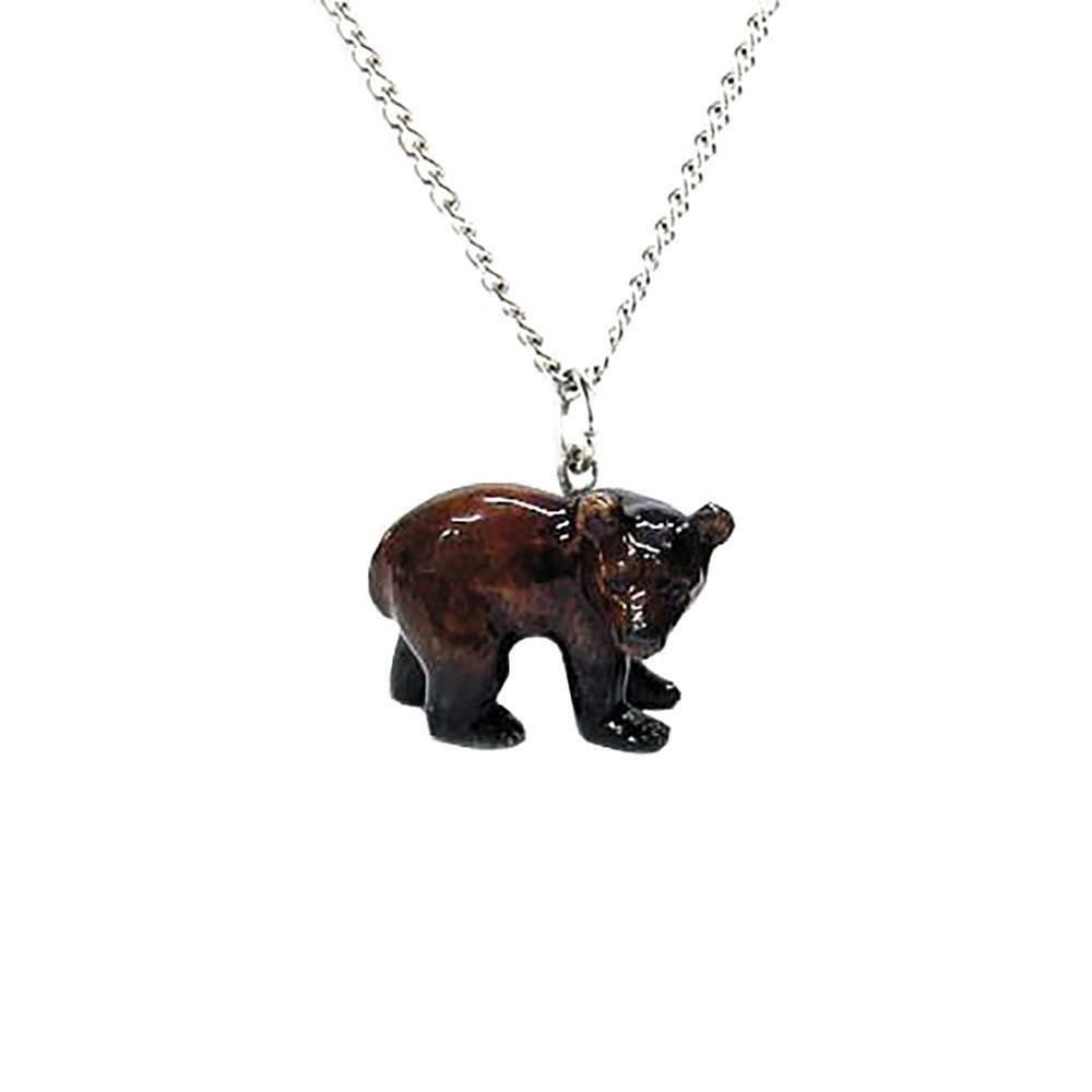 Little Critterz Jewelry Brown Bear Animal – Necklace Pendant Porcelain Jewelry