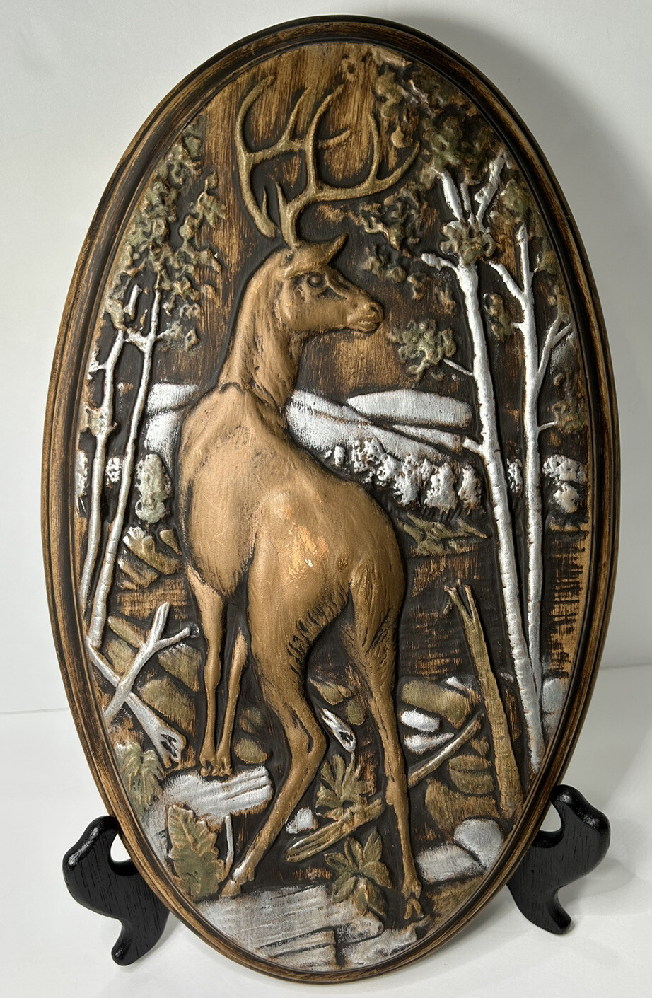 Holland Mold Deer Buck Birch Plaque Cabin Wall Art Man Cave Decor Vintage