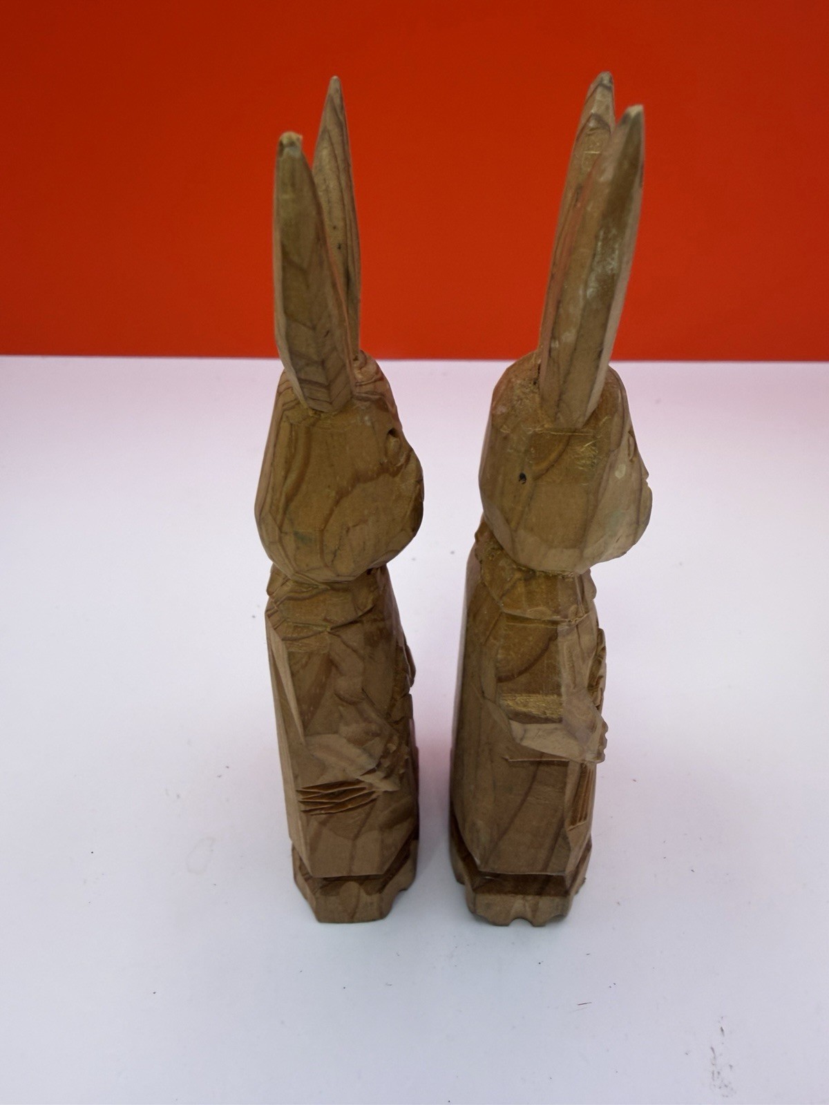 Hand Carved Rabbits Both Uniquely Different. Great Condition. See Photos