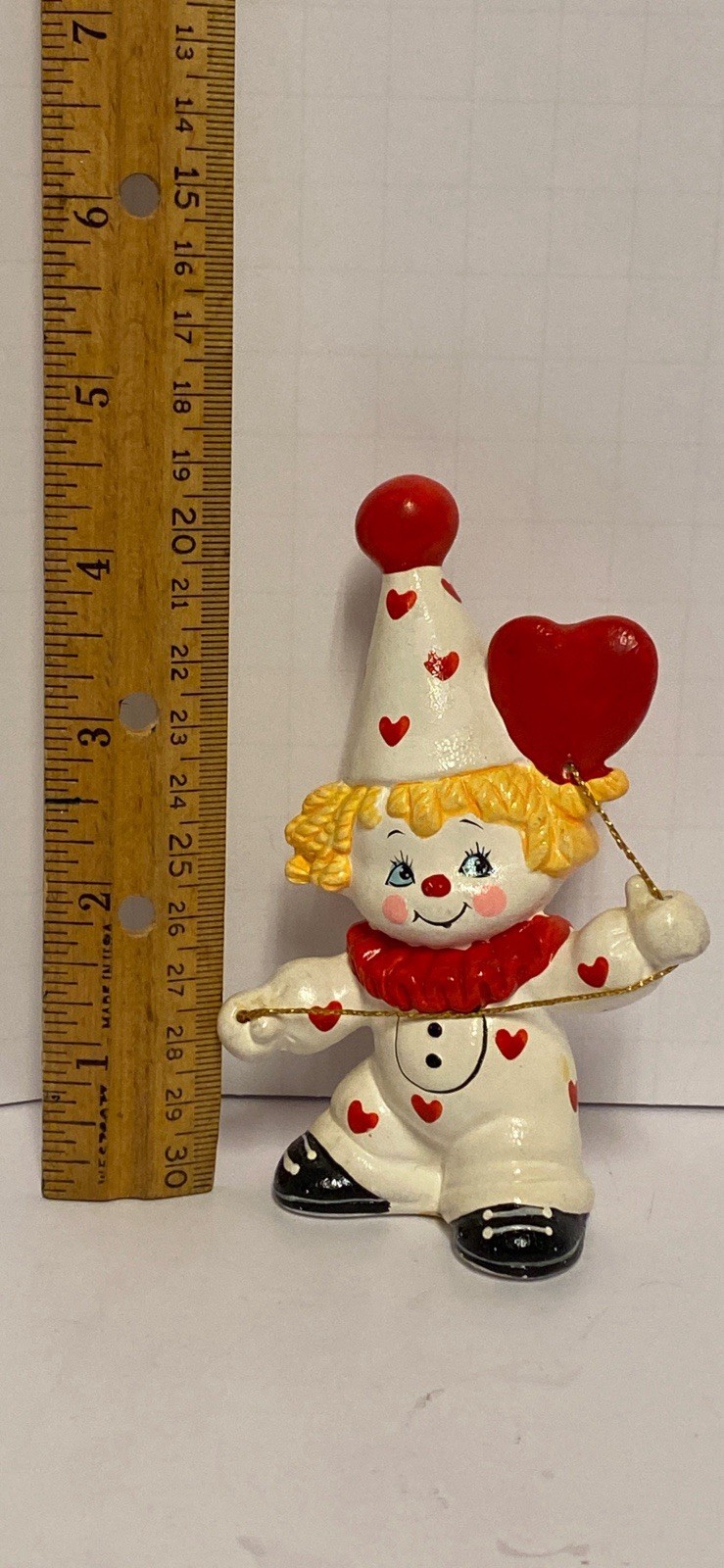 Vintage 1985 Enesco Clown With Heart Figurine Sri Lanka Bisque Porcelain