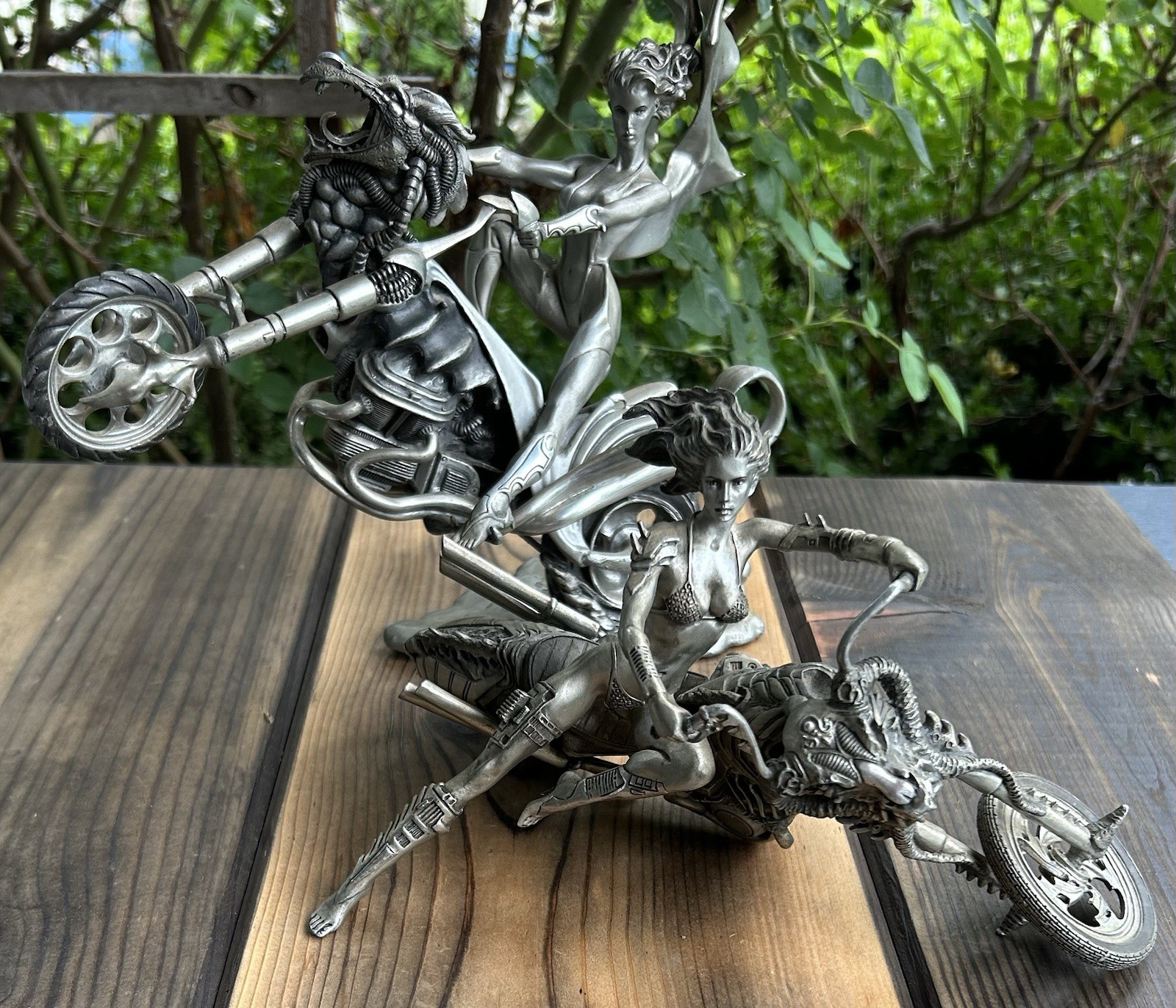 LOT Of 2 Franklin Mint By Julie Bell Sculpture: Temptation Rides & Passion Burns