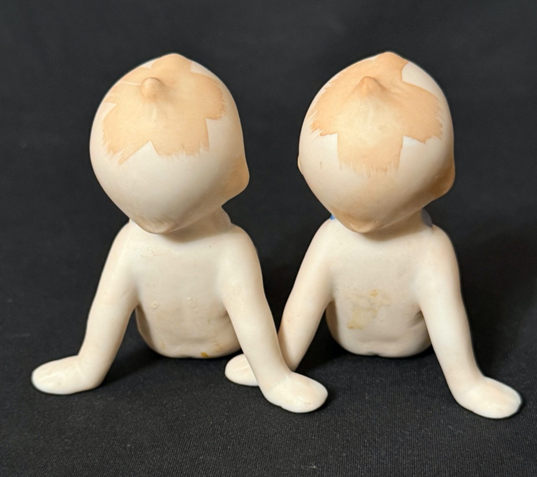 5 Cute Vintage Lefton Enesco Japan Bisque Porcelain Kewpie Doll Figurines