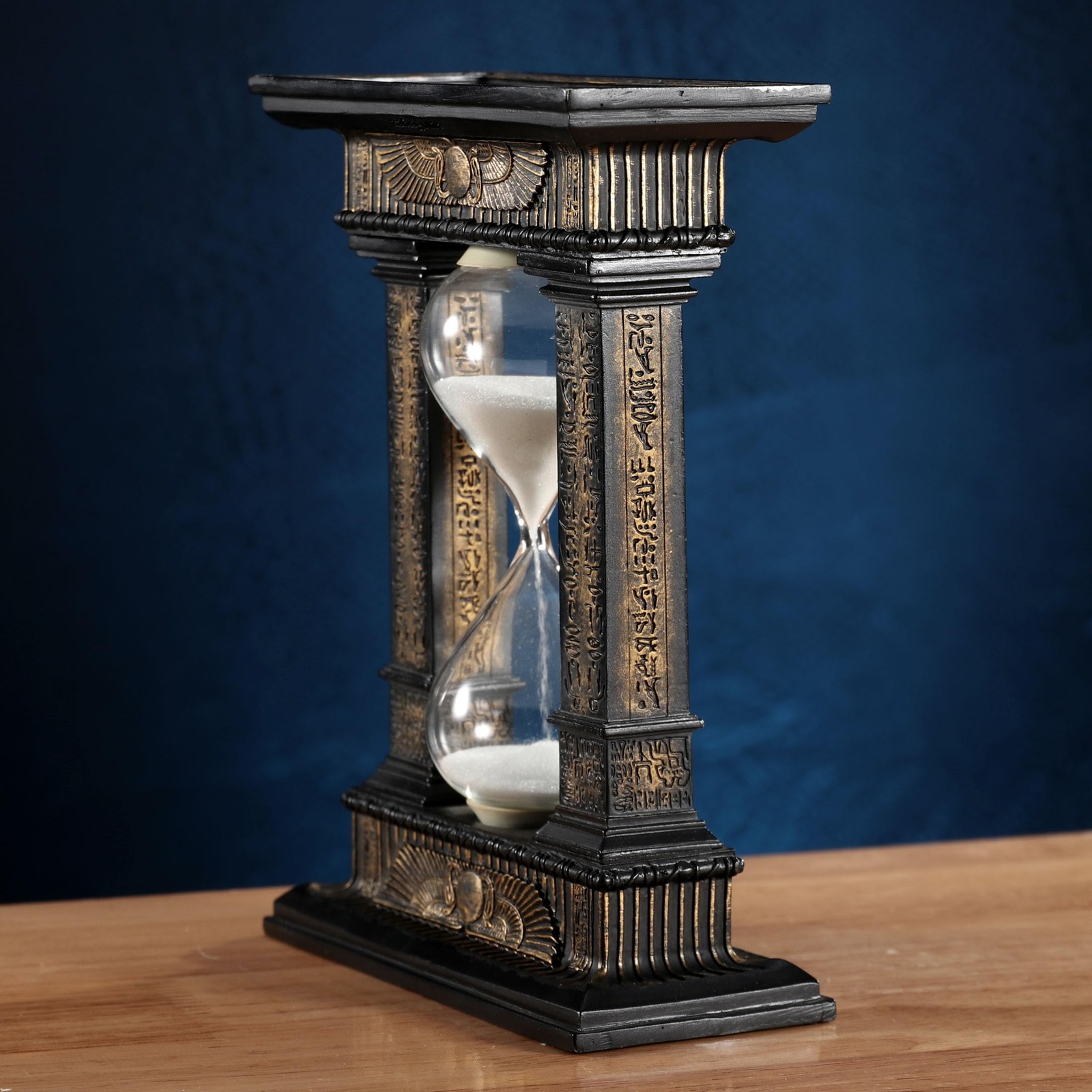 Veronese 7.1″ Egyptian Winged Sun Columns Resin Sand Timer, 5-Minute