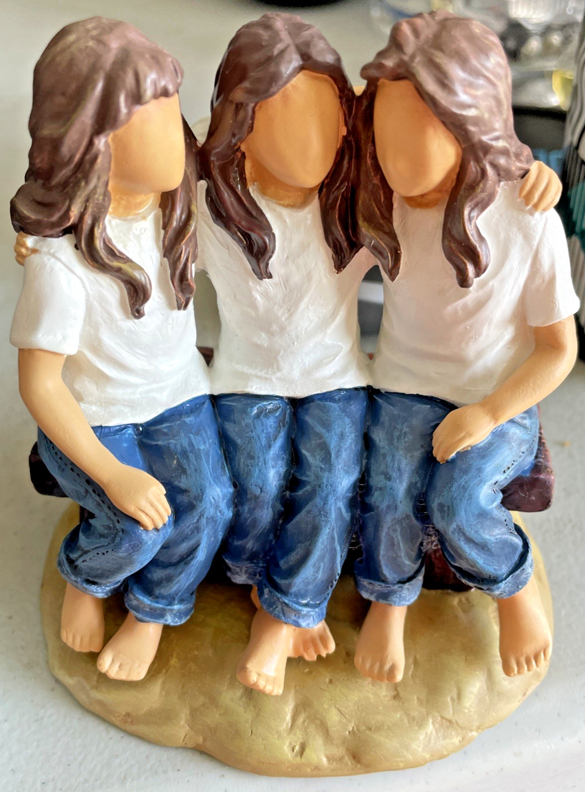 Forever in Blue Jeans Figurine 3 girls on a bench #18408 Westland Giftware 4″ T
