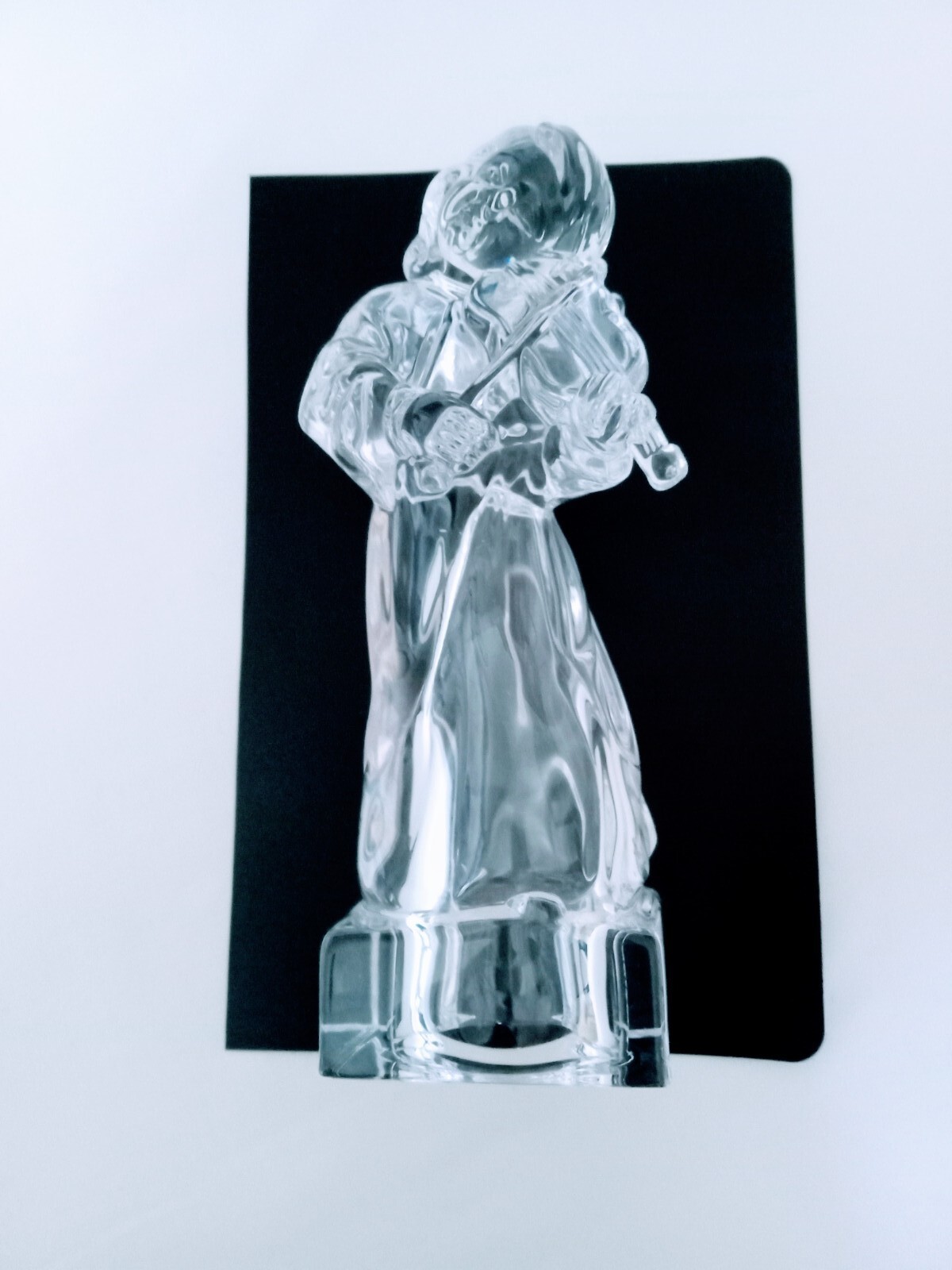VINTAGE HEAVY GLASS ANGEL FIGURINE APPROX.8IN.X2.5 CLEAR