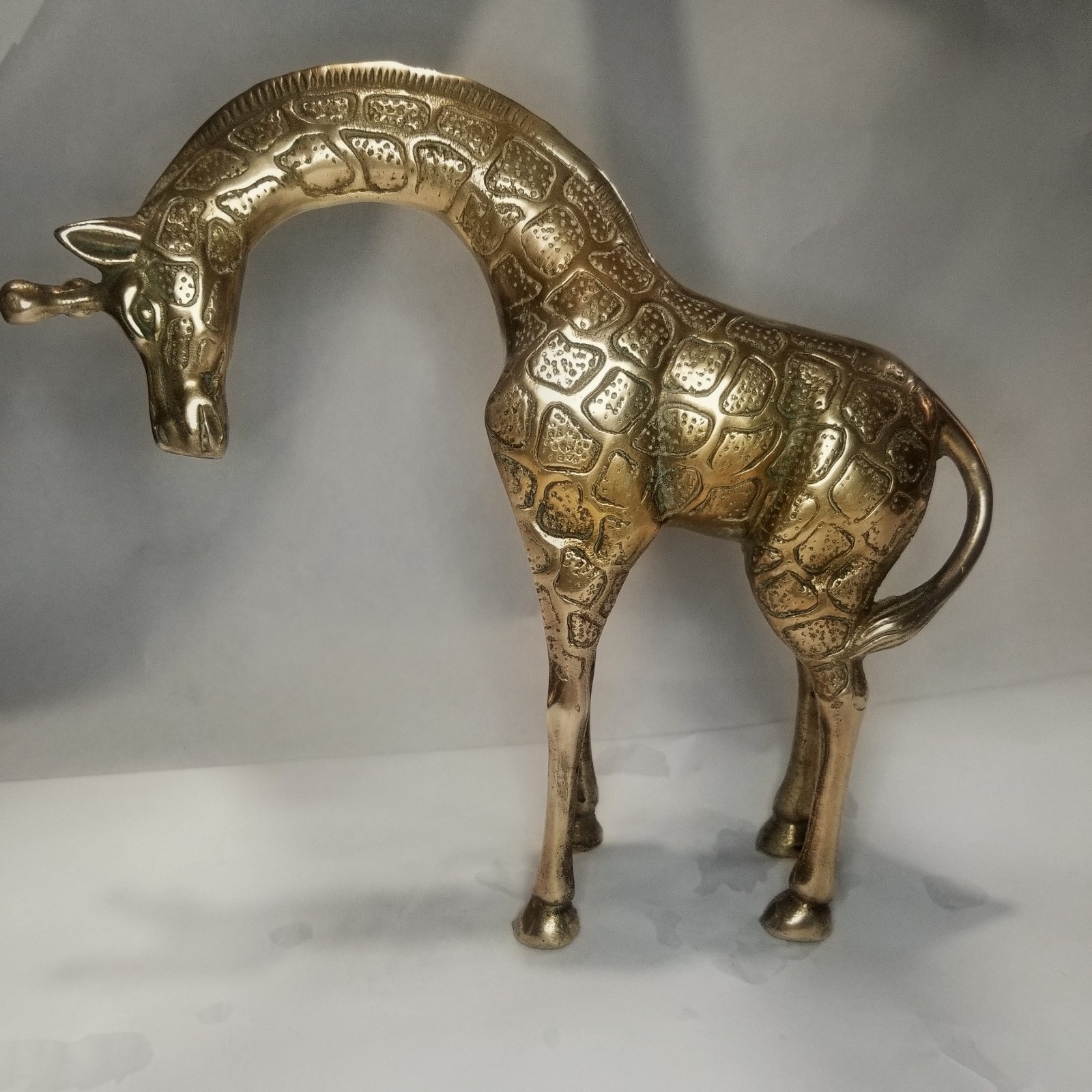 Vintage 8” Brass Giraffe Figurine- World Decor Safari Statue, MCM Boho Leonard