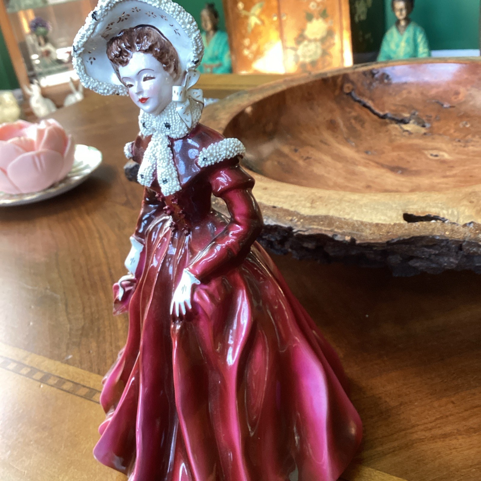 Florence Ceramics Pasadena, Dolores Figurine In Winter Garb, Elegant Lady!