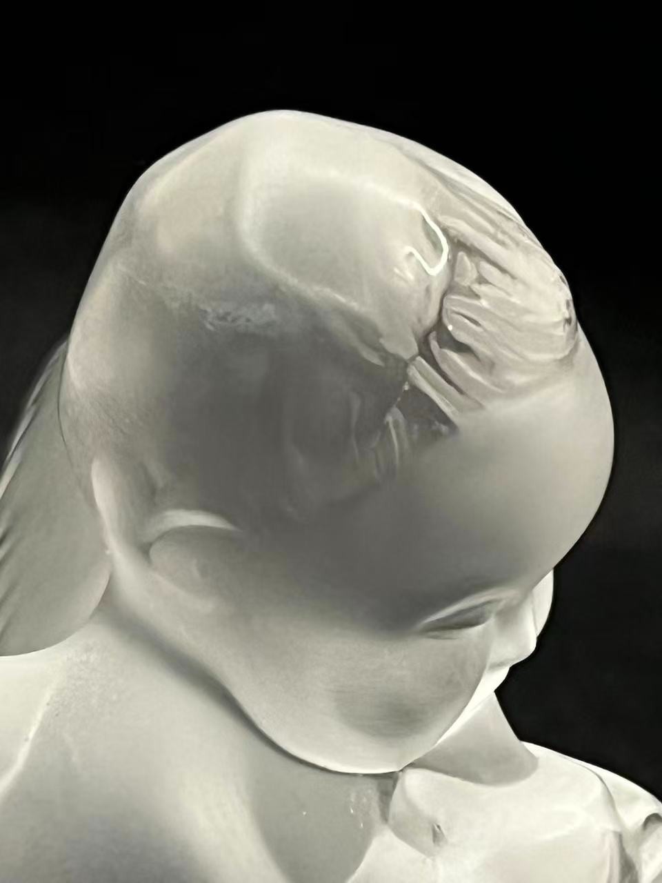 Lalique France Frosted Crystal Cherub Playing Flute Figurine 3.1in Tall