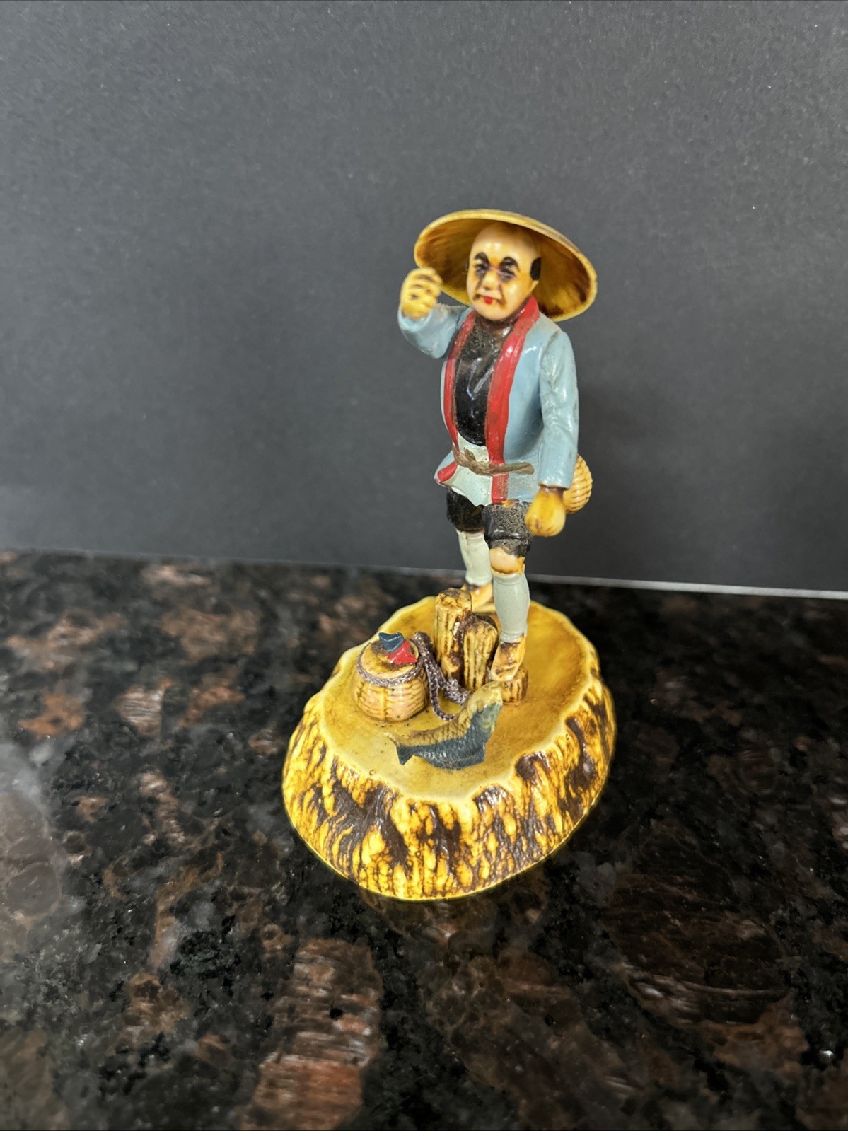 5-VTG Celluloid Figures Including Japanese Rickshaw Asian Man Geisha Girl Figure