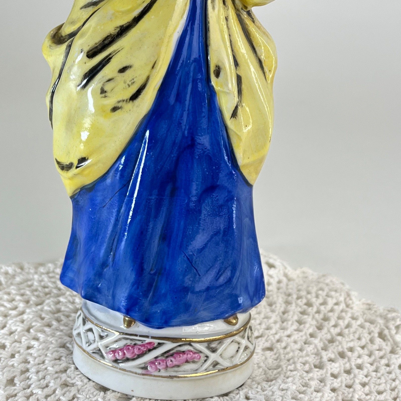 Antique German Rococo Revival Porcelain Lady Figurine 10″ Thüringen Style