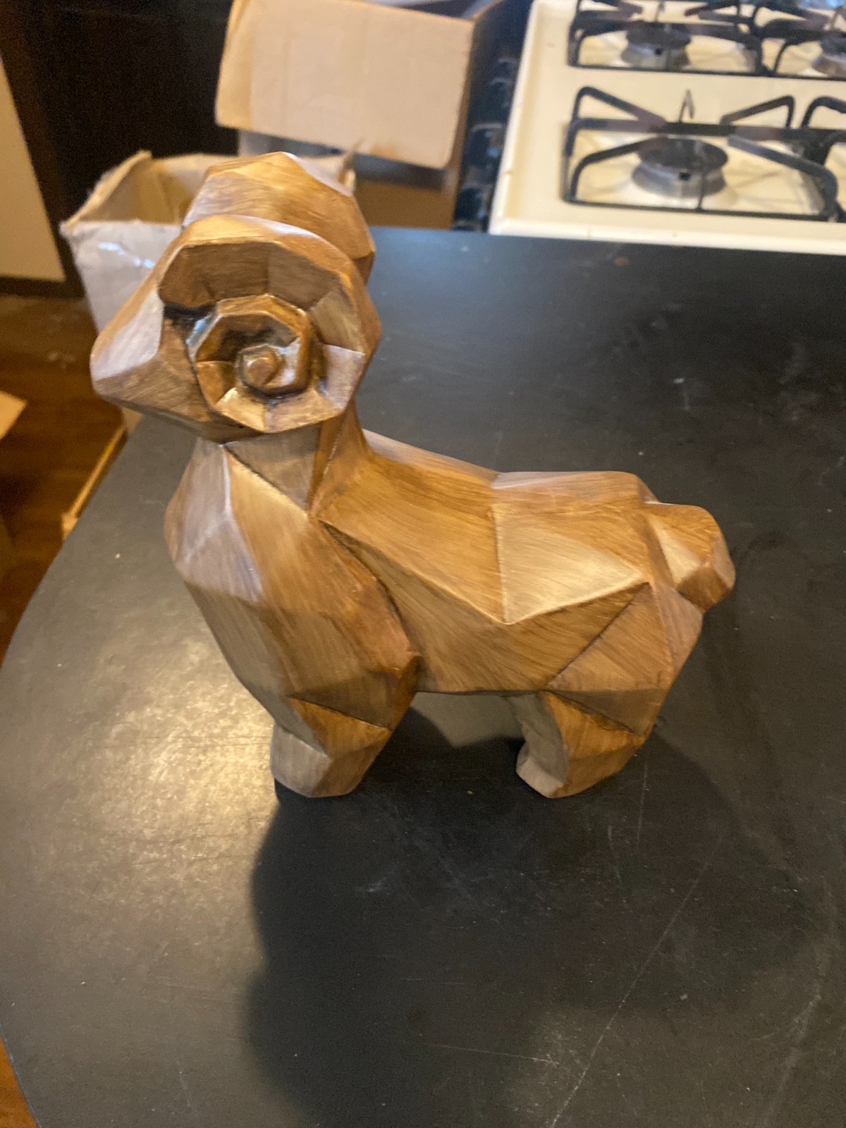 Majestic GEOMETRIC Hand Carved Big Horn Sheep FIGURE
