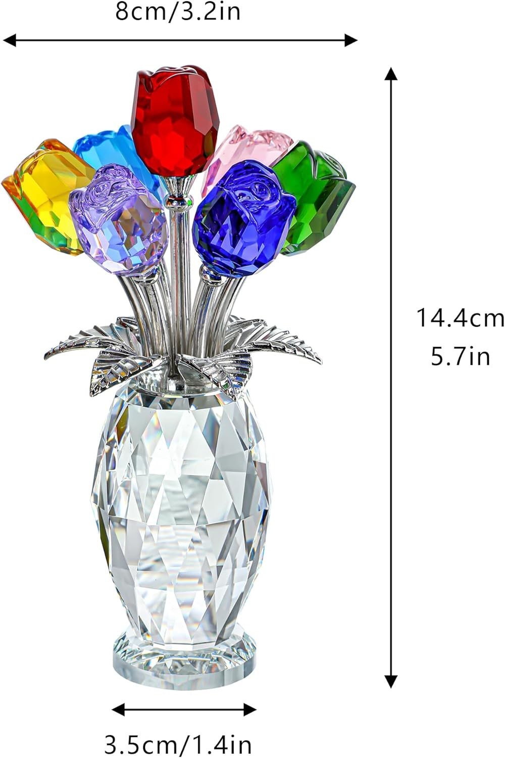 Colorful Crystal Rose Figurine – Rose Flower Gifts for Women – Wedding Party …