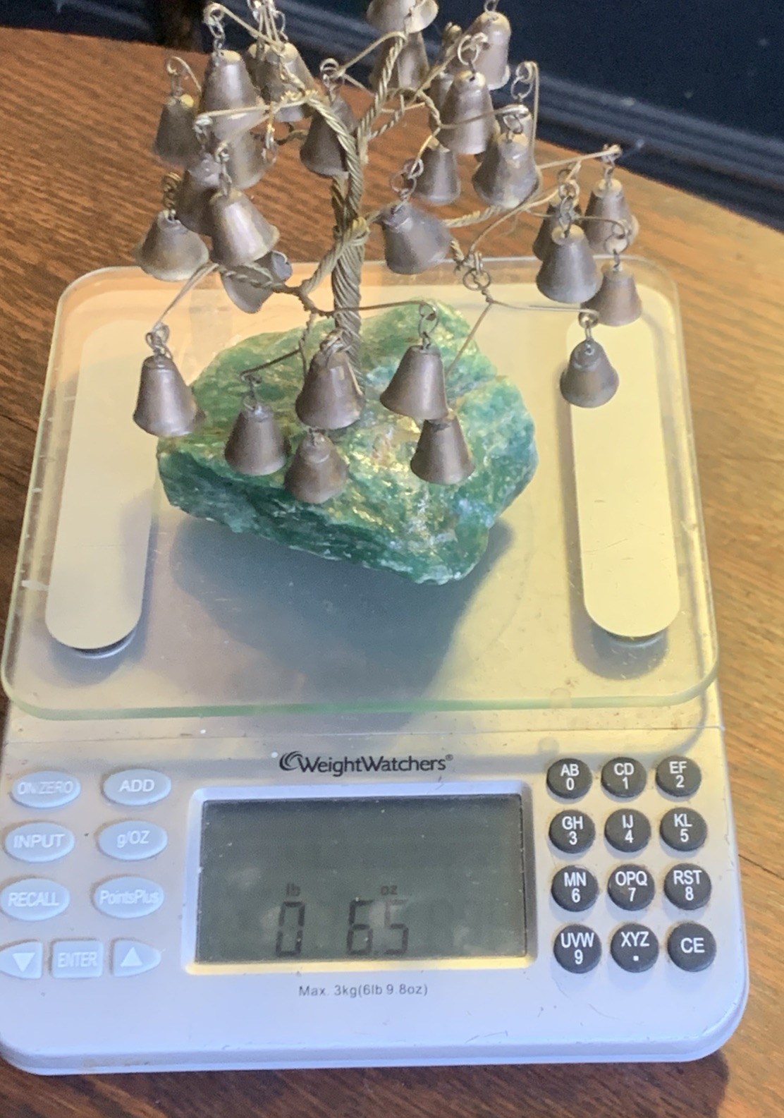 Vtg Copper Twisted Wire Bonsai Prosperity Tree Sculture Amazonite Stone W/Bells