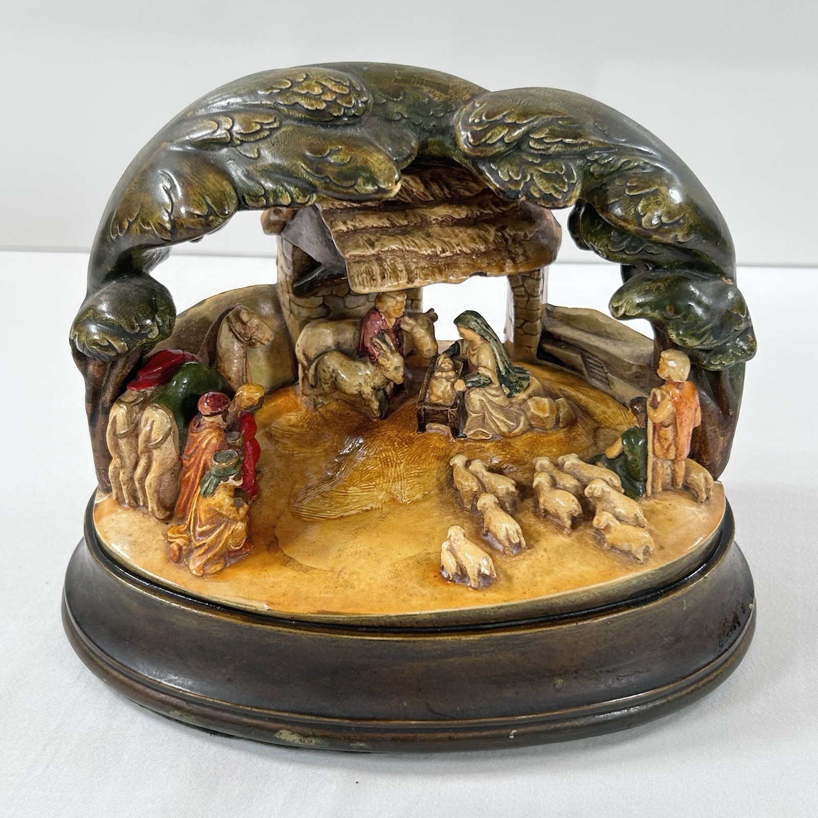 1954 Sebastian Mini Nativity Prescott W Baston Hand Painted 7.5×5.5 Jesus Maria