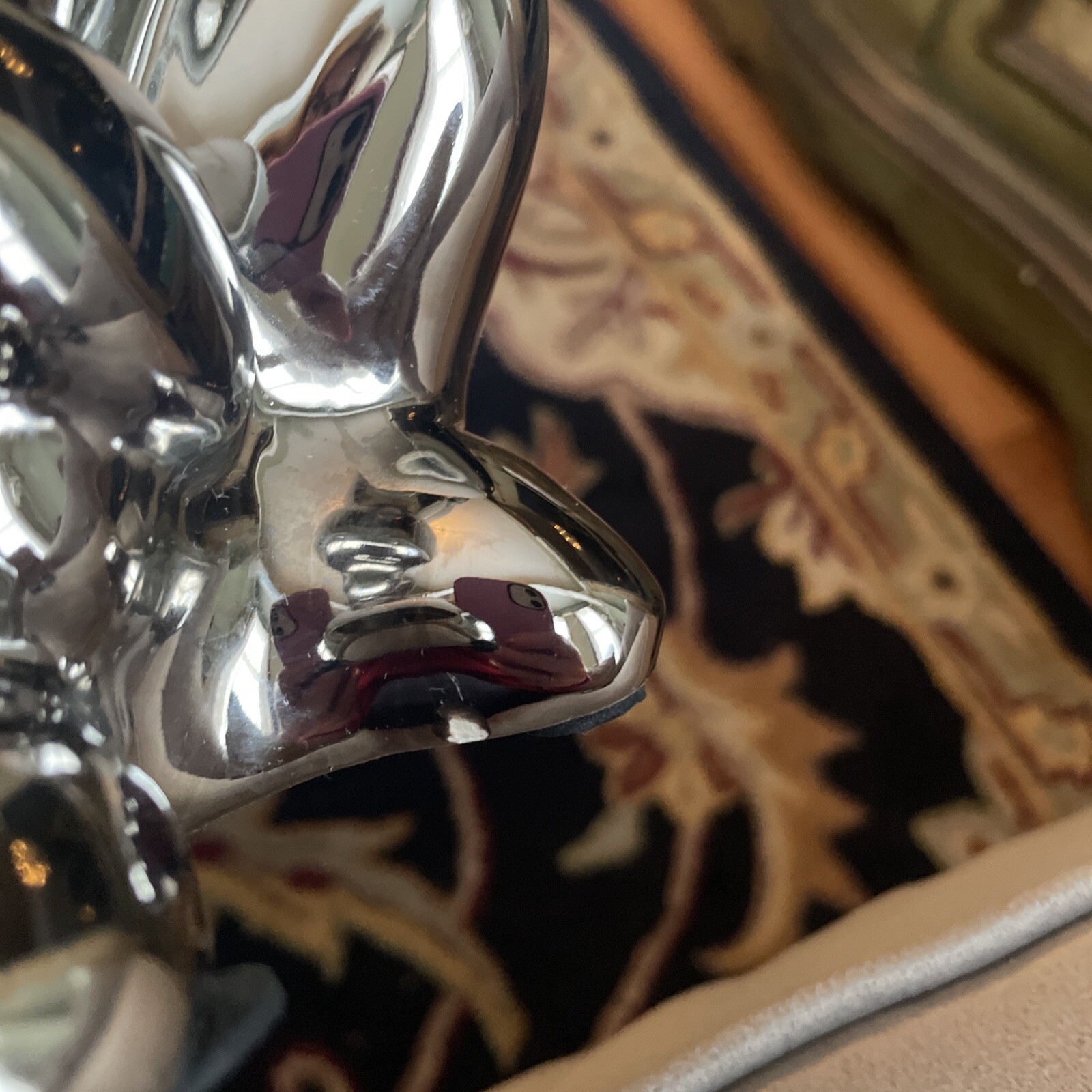 2 Vintage Jaru? Chrome Ceramic Bear Statues 10.5” 8” Mid Century Modern Metallic